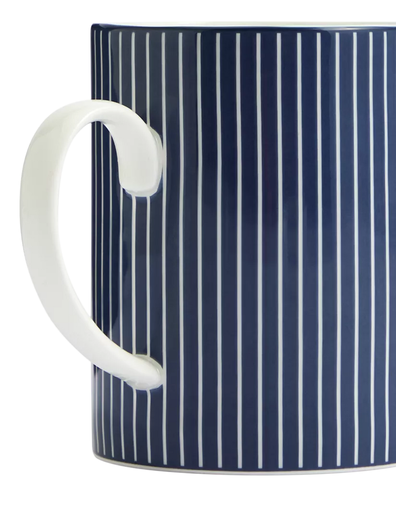 Wedgwood Gio pinstripe bone china mug 380ml blue white - British product