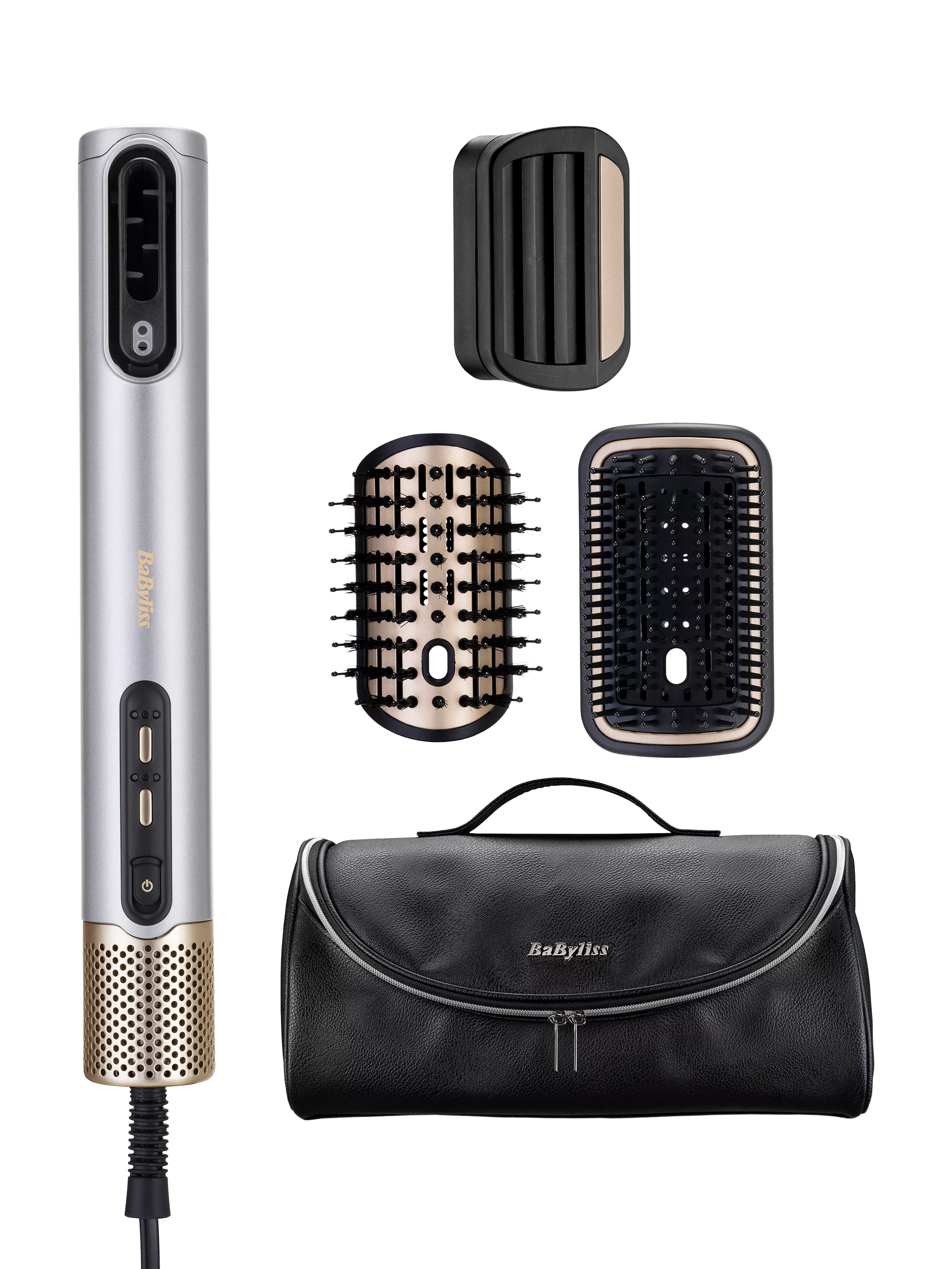 BaByliss Air Wand Limited Edition Hair Dryer, Smoothing & Volumising All-in-One, Silver