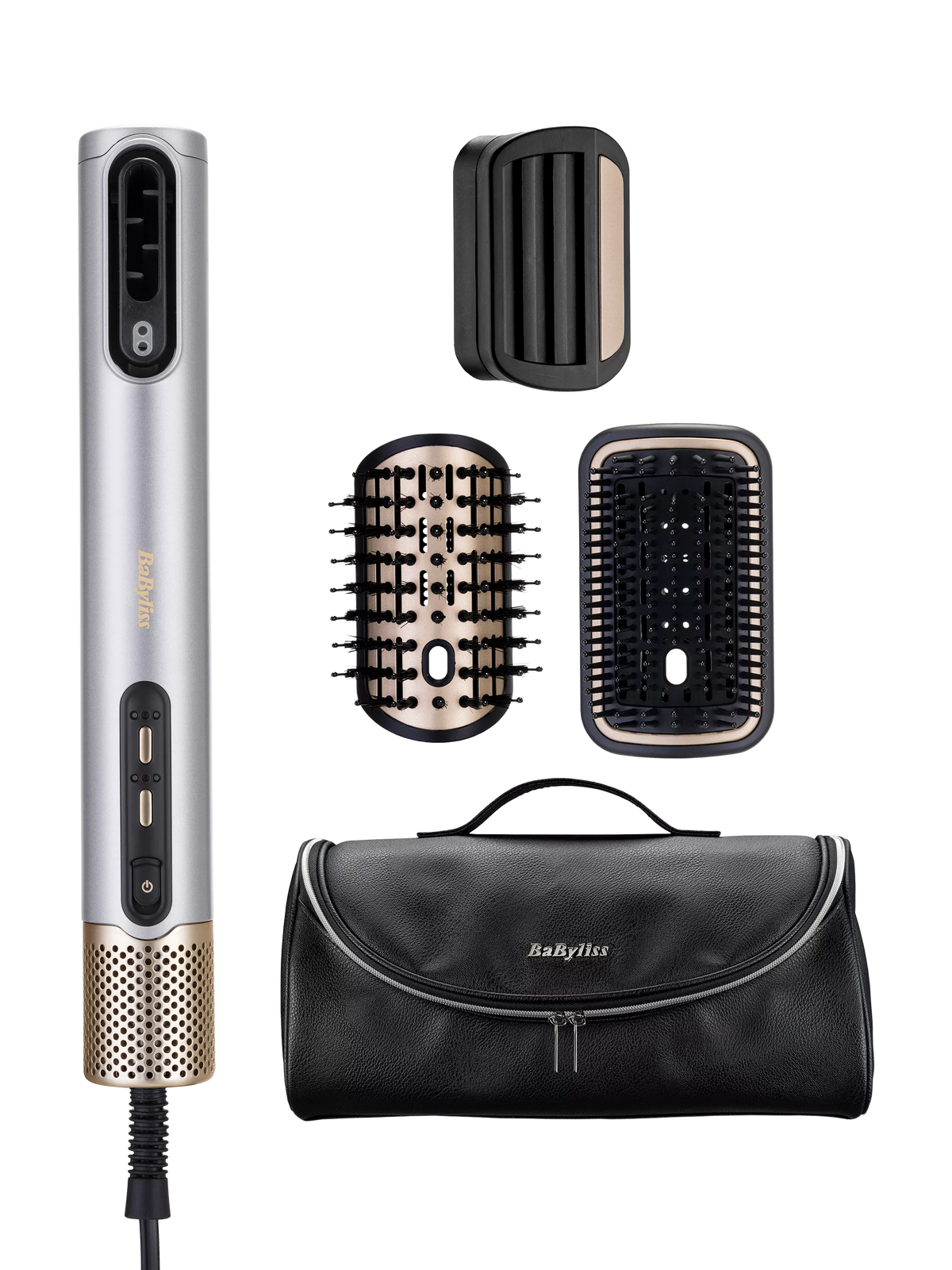 BaByliss Air Wand Limited Edition Hair Dryer, Smoothing & Volumising All-in-One, Silver