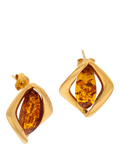 Be-Jewelled Baltic amber stud earrings gold/cognac - British product
