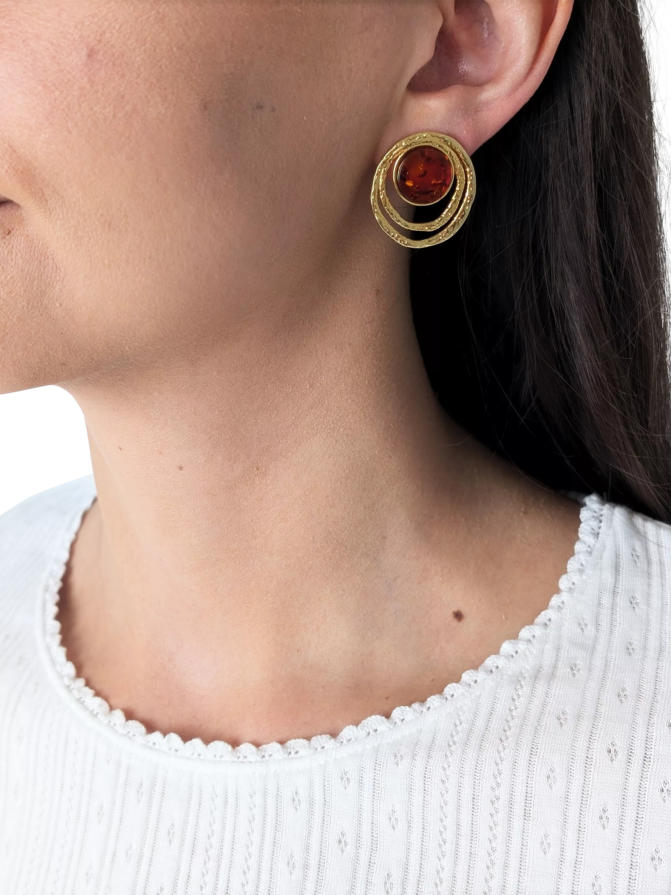 Be-Jewelled Baltic amber textured earrings - British product