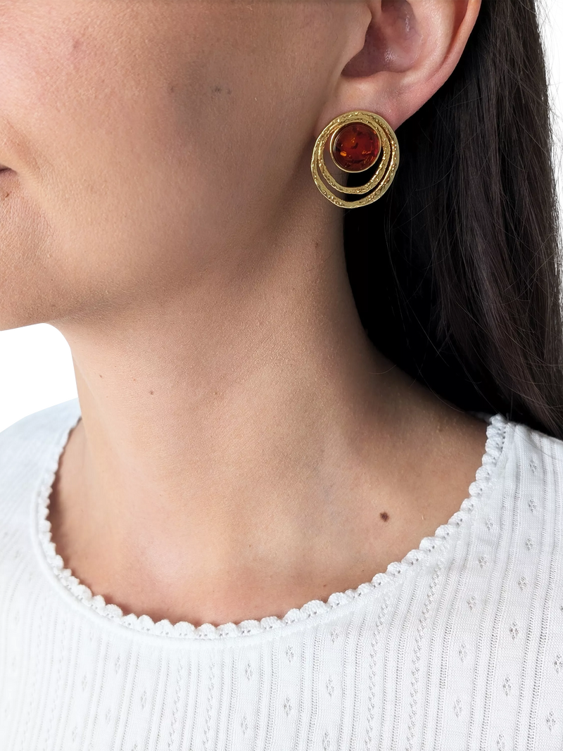 Be-Jewelled Baltic amber textured earrings - British product