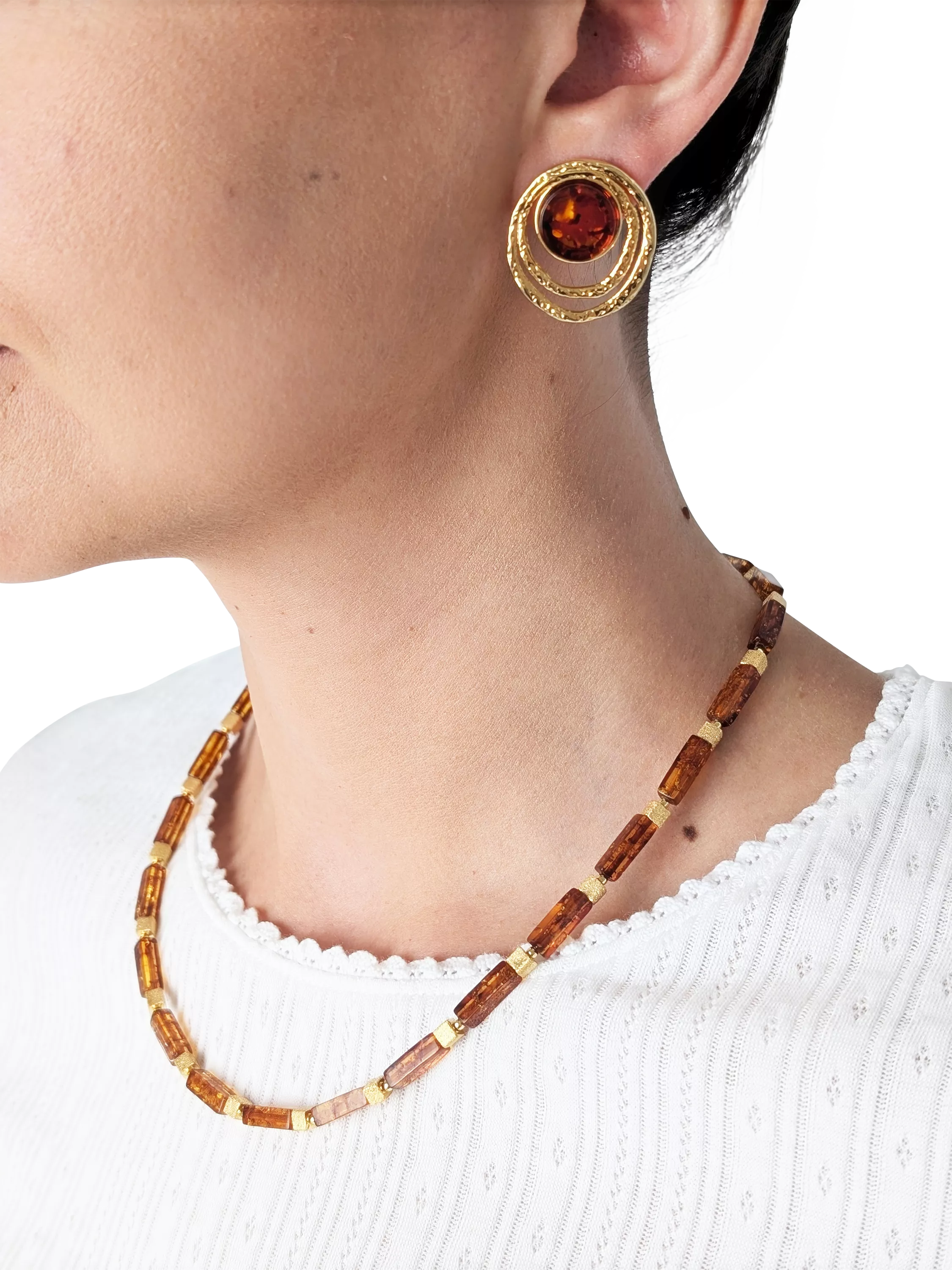 Be-Jewelled Baltic amber textured earrings - British product