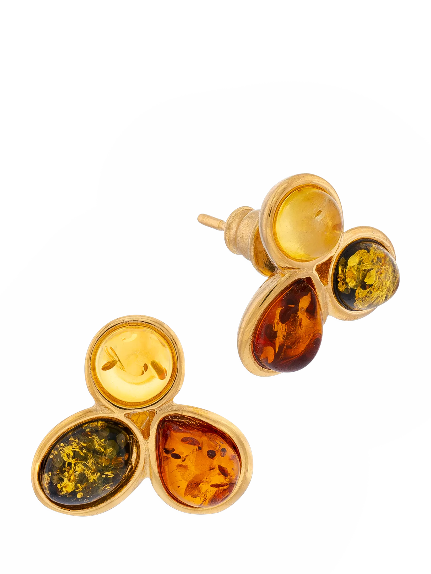 Be-Jewelled Baltic amber stud earrings multicolour - British product