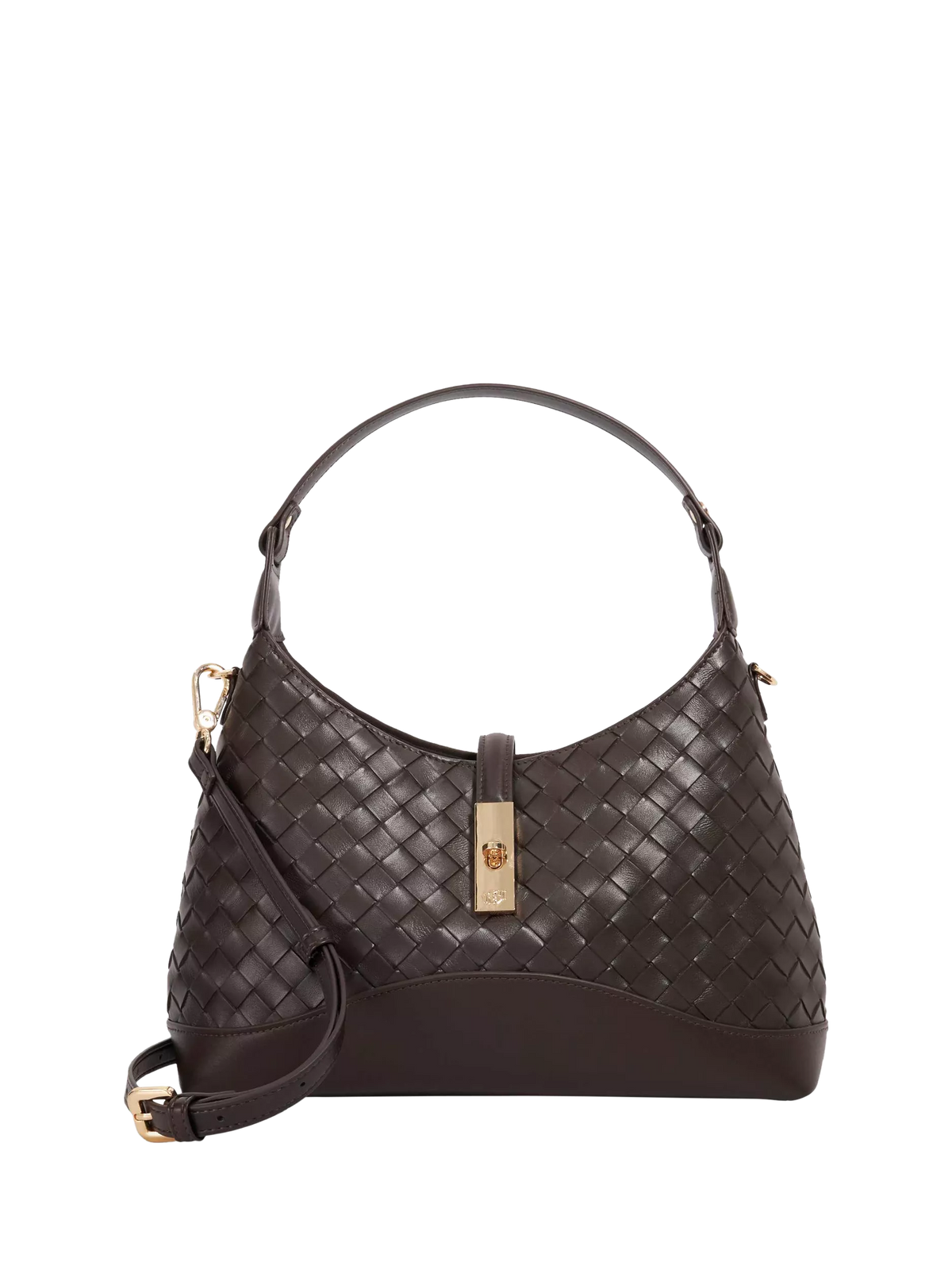 Dune London Dorset woven leather crossbody bag dark brown (British brand)