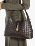 Dune London Dorset woven leather crossbody bag dark brown (British brand)