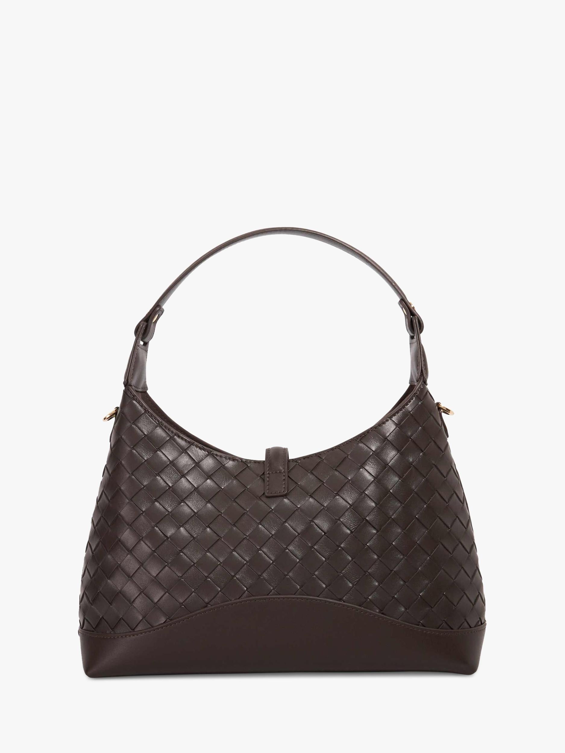 Dune London Dorset woven leather crossbody bag dark brown (British brand)