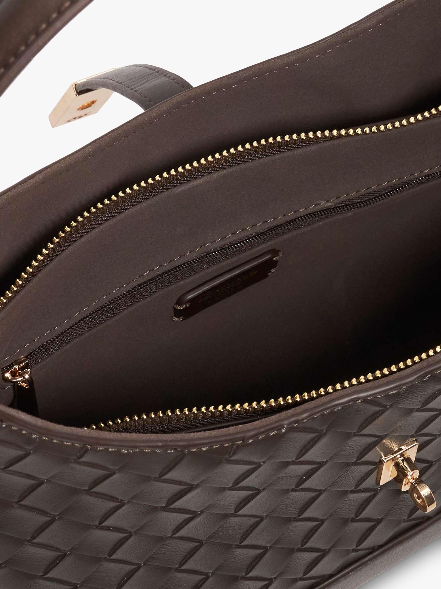 Dune London Dorset woven leather crossbody bag dark brown (British brand)
