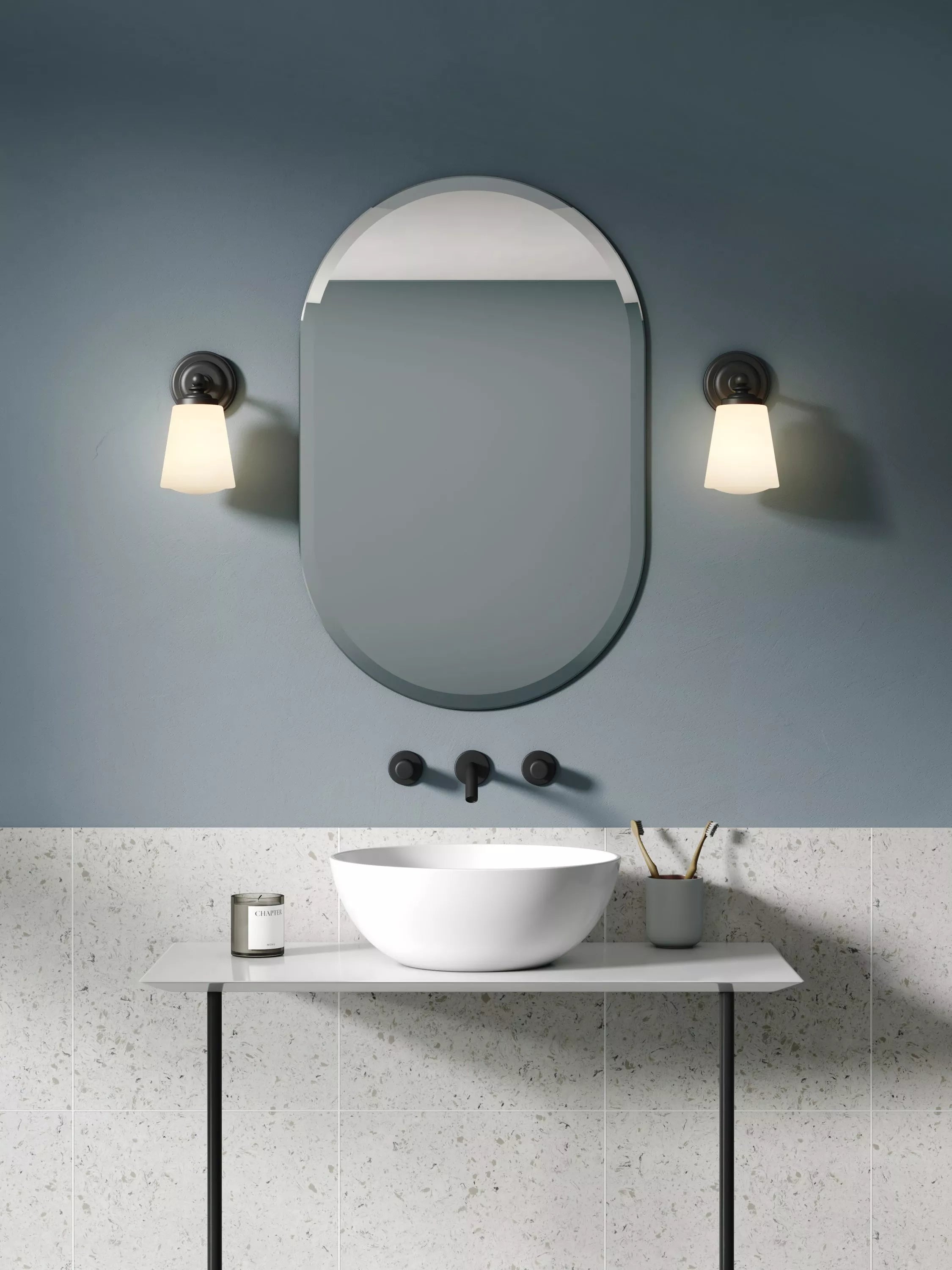 Astro Anton black bathroom wall light (British brand)