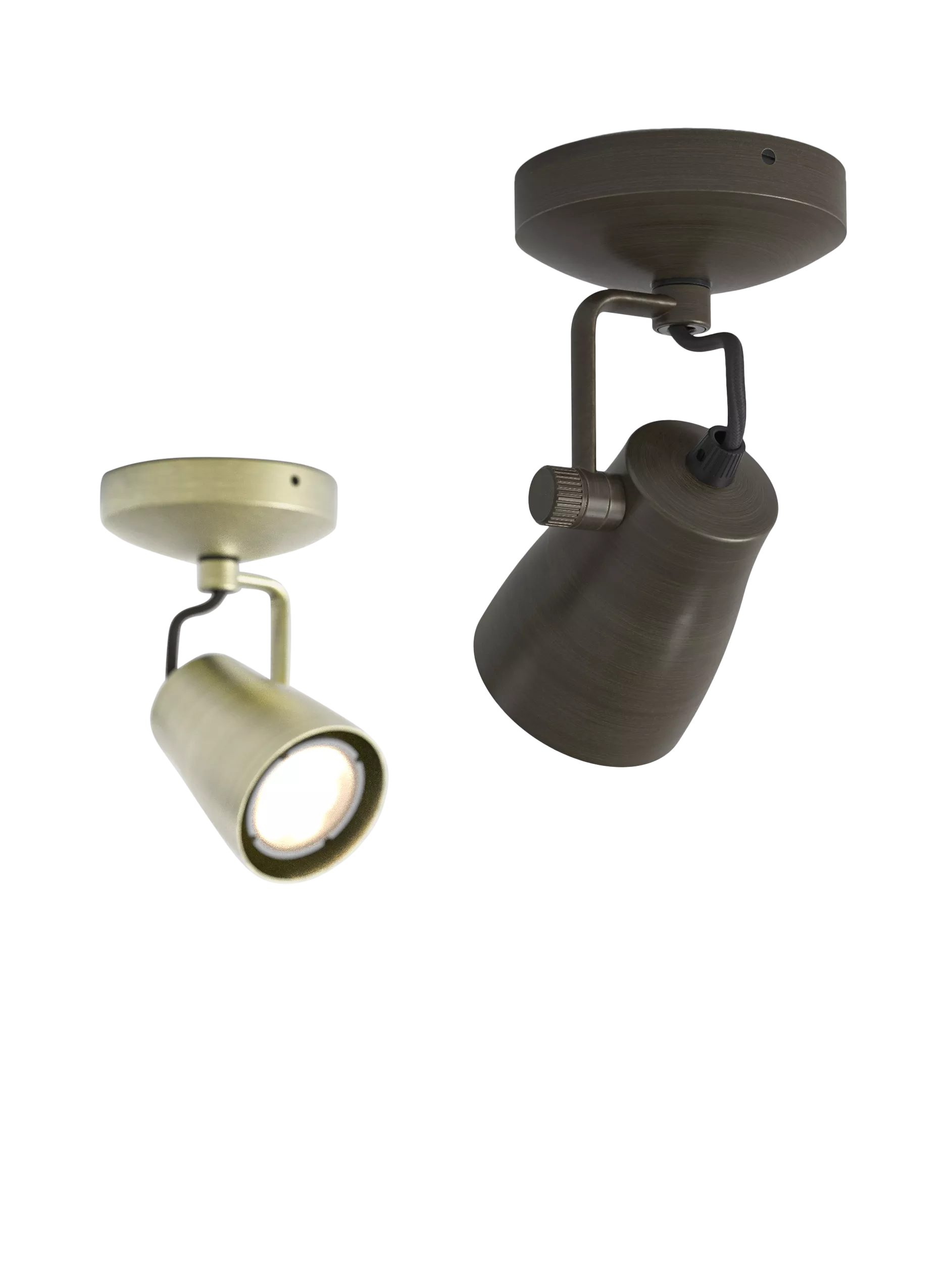 Astro Juno brass ceiling spotlight, imported from the UK