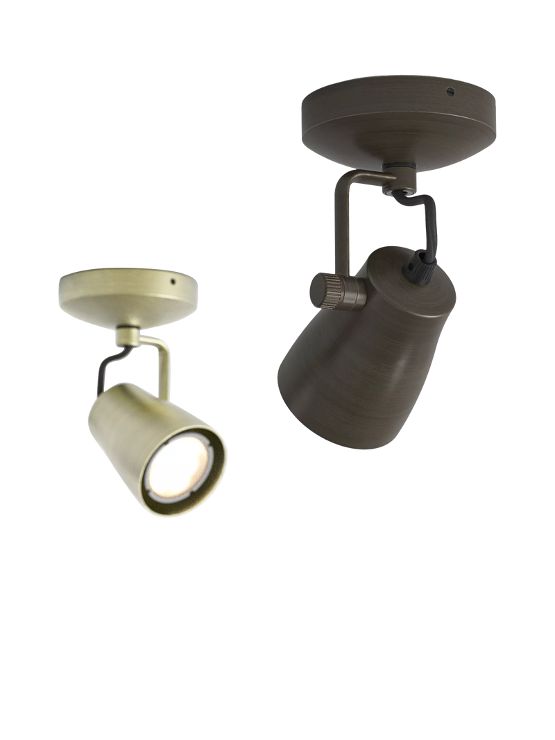 Astro Juno brass ceiling spotlight, imported from the UK