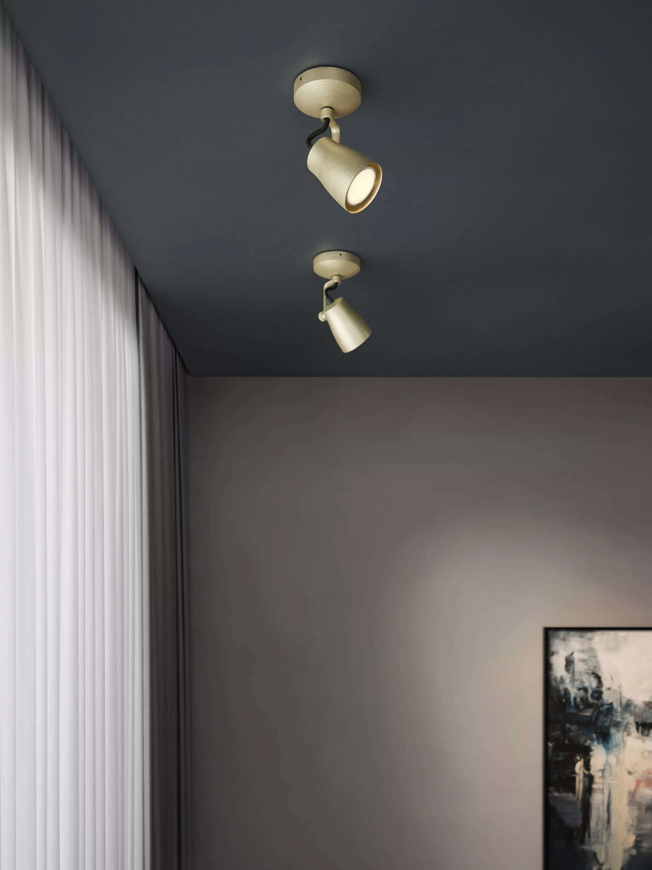 Astro Juno brass ceiling spotlight, imported from the UK