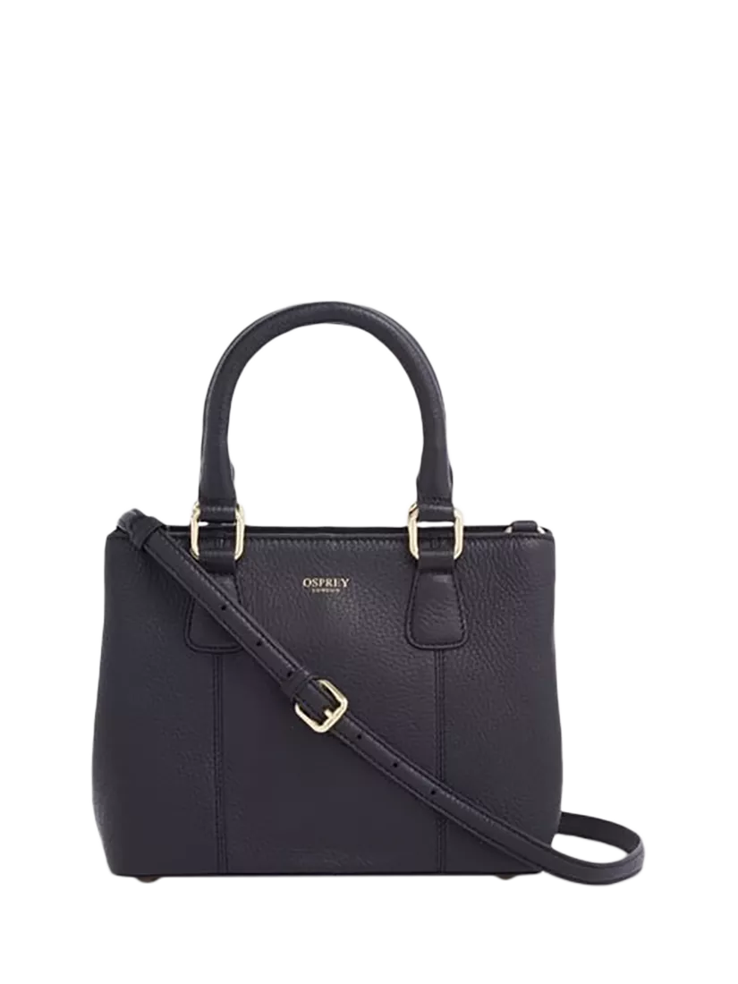 OSPREY LONDON Mini Adaline Leather Grab Bag, Black