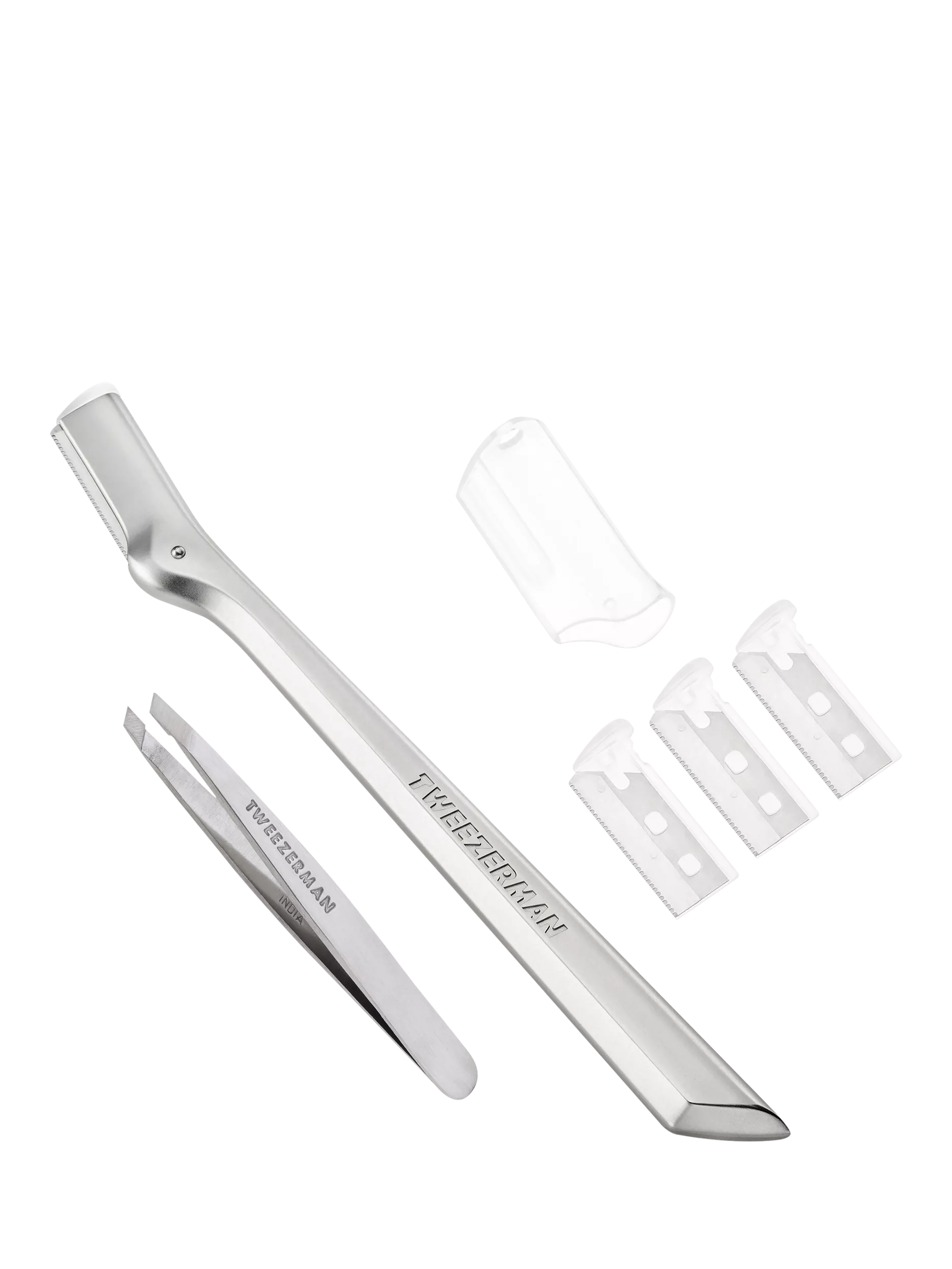 Tweezerman brow grooming set with razor and tweezer, imported from the UK