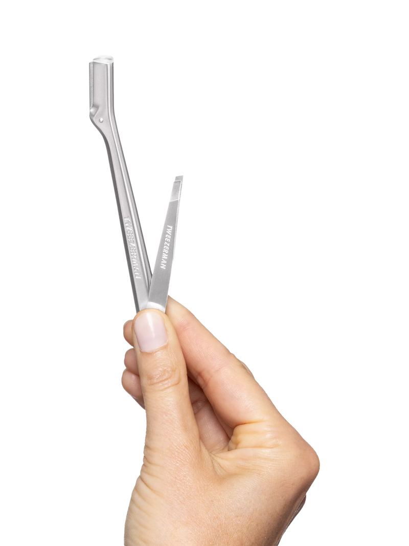 Tweezerman brow grooming set with razor and tweezer, imported from the UK