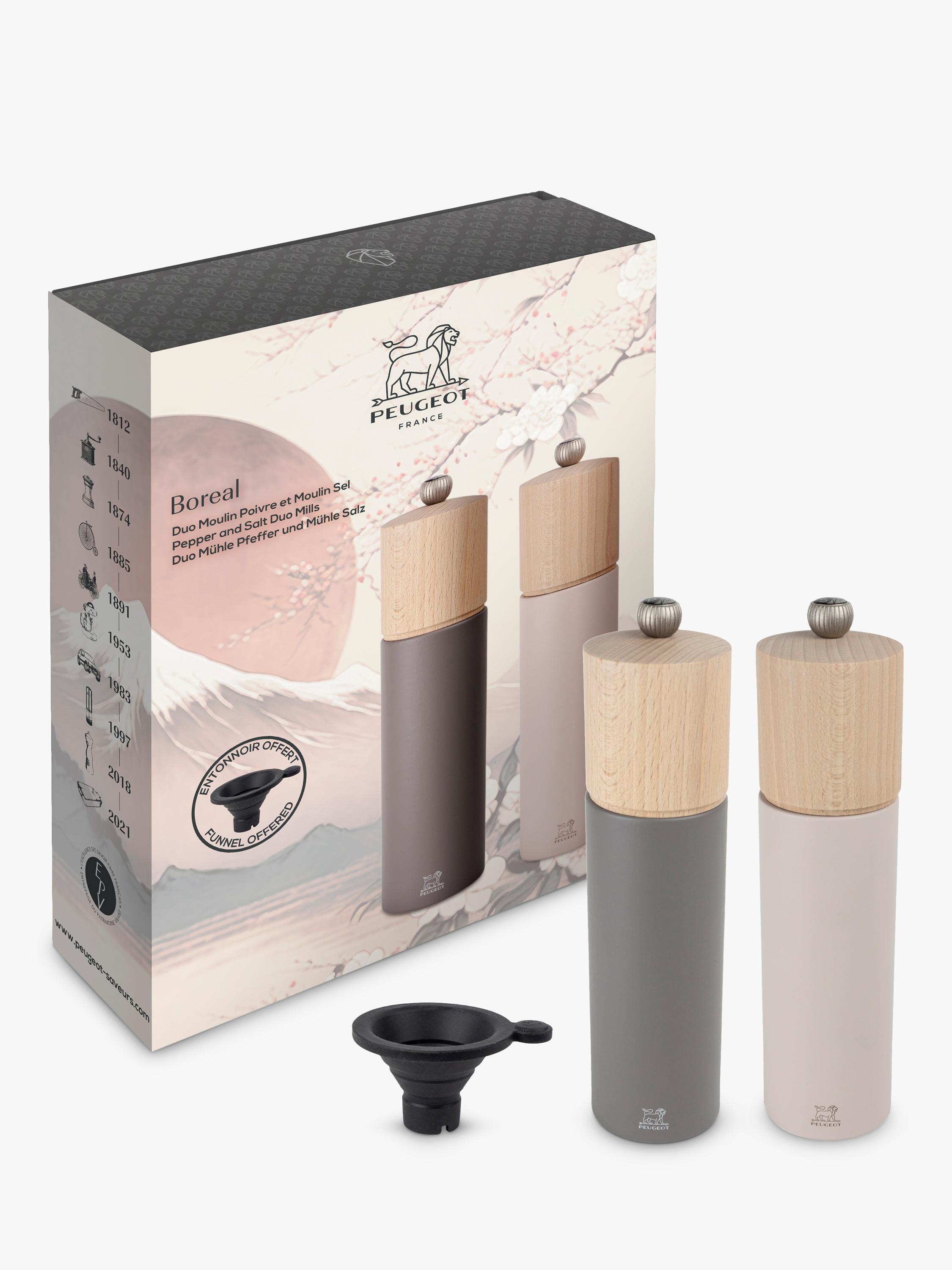 Peugeot Boreal salt and pepper mill set grey rose - British product