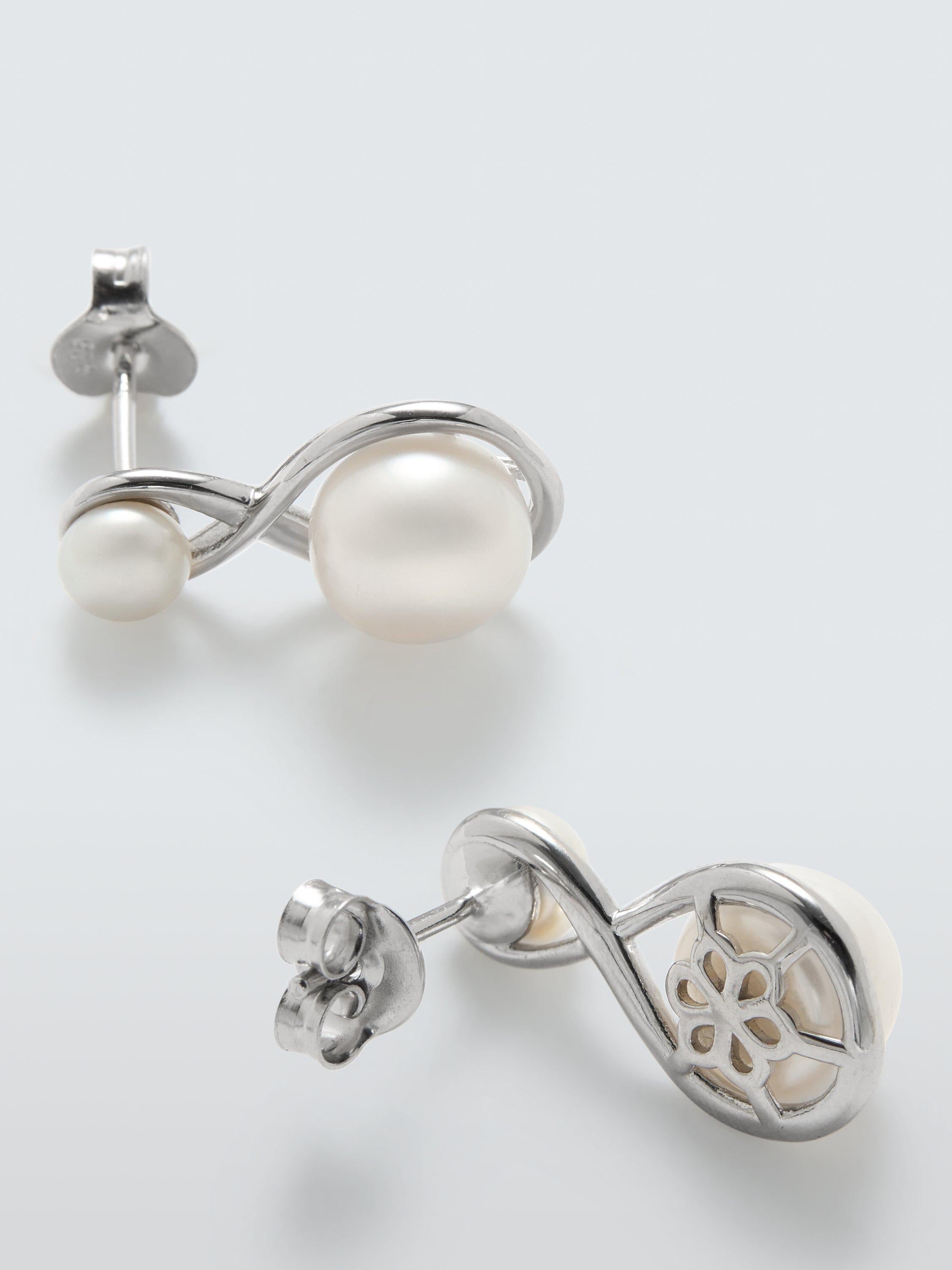 Lido figure eight pearl stud earrings 2cm - British product