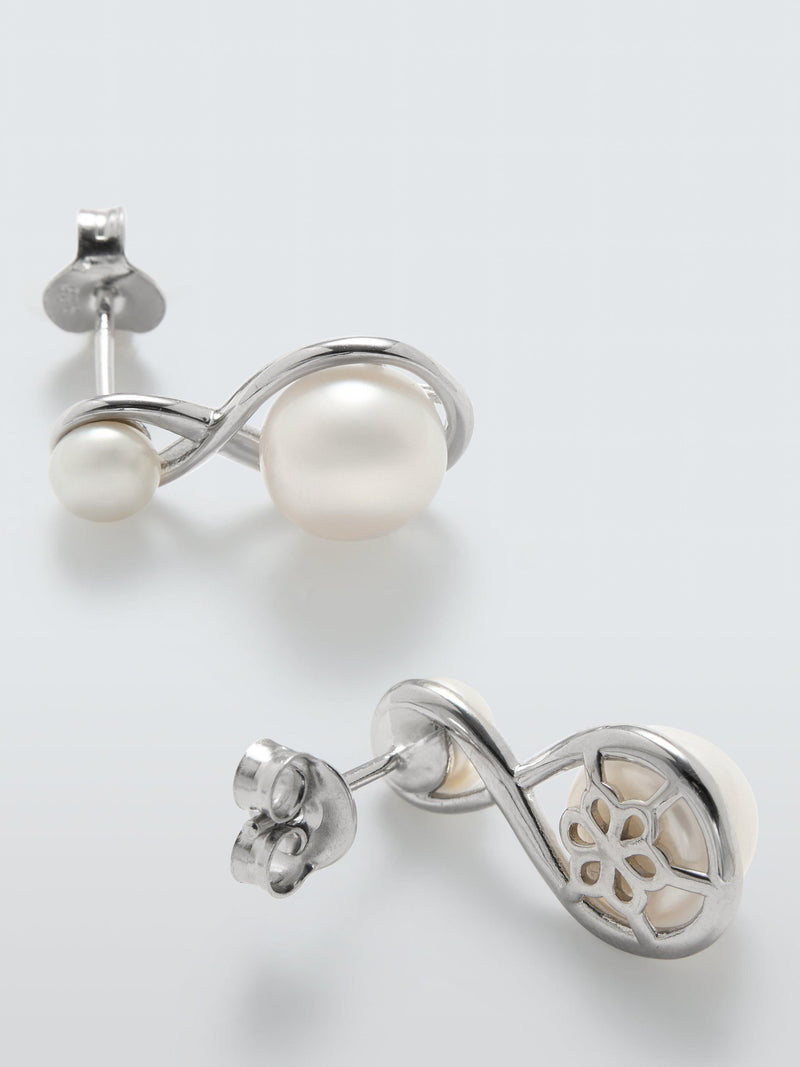 Lido figure eight pearl stud earrings 2cm - British product