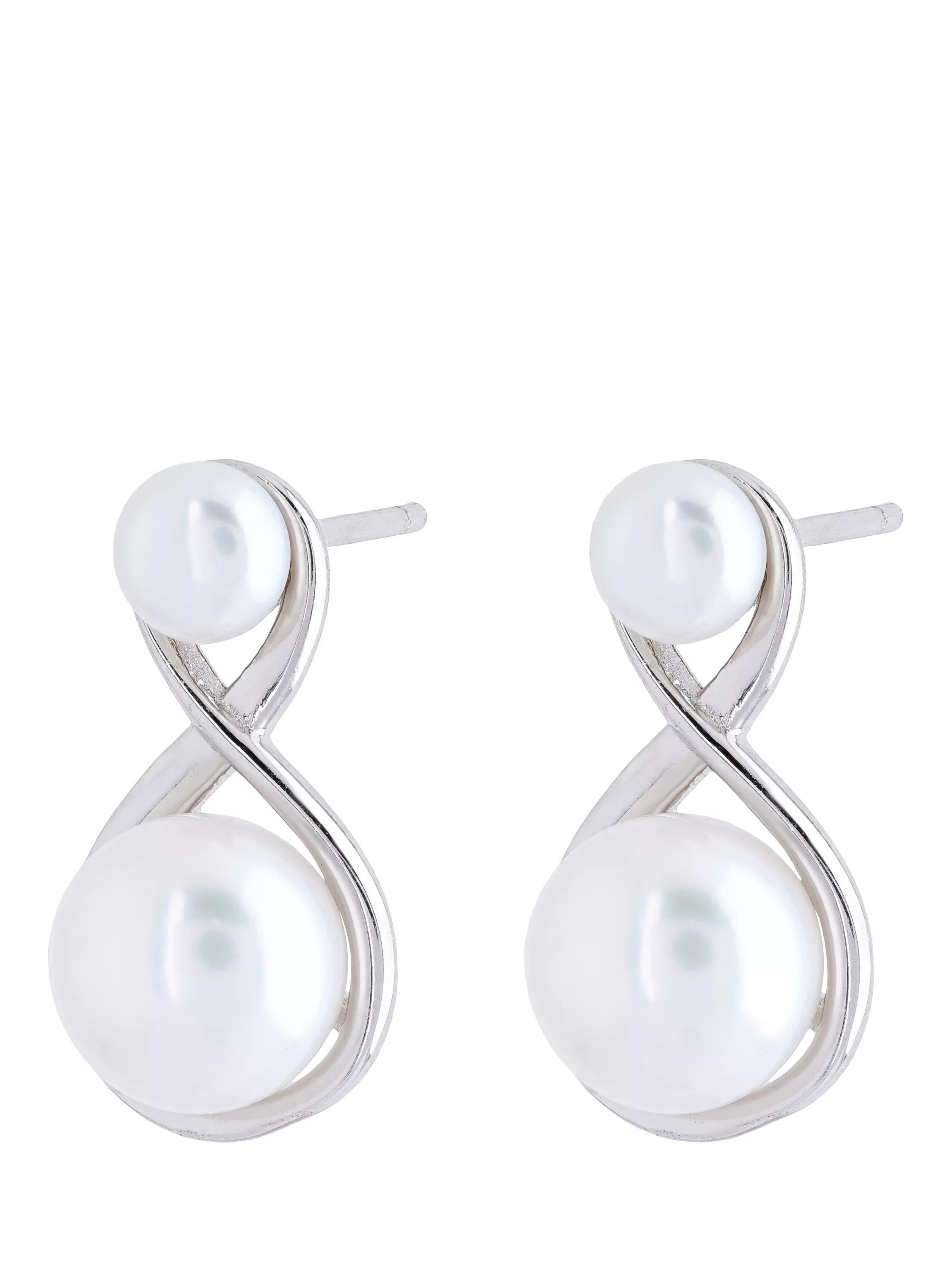 Lido figure eight pearl stud earrings 2cm - British product