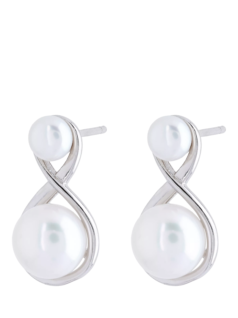 Lido figure eight pearl stud earrings 2cm - British product