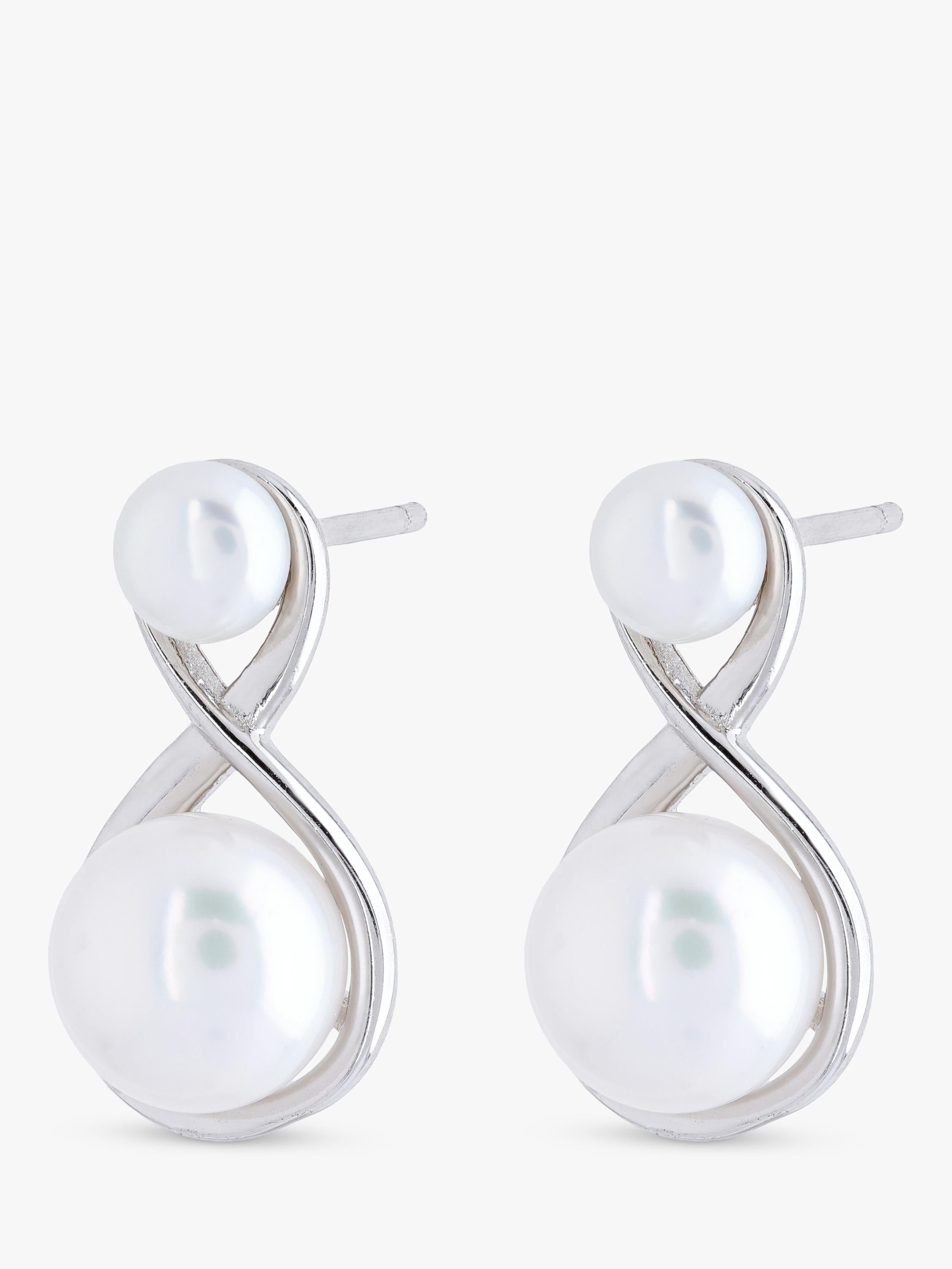 Lido figure eight pearl stud earrings 2cm - British product