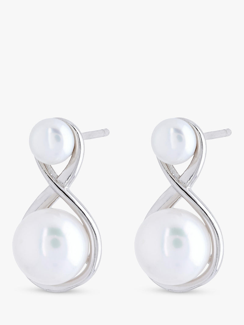 Lido figure eight pearl stud earrings 2cm - British product
