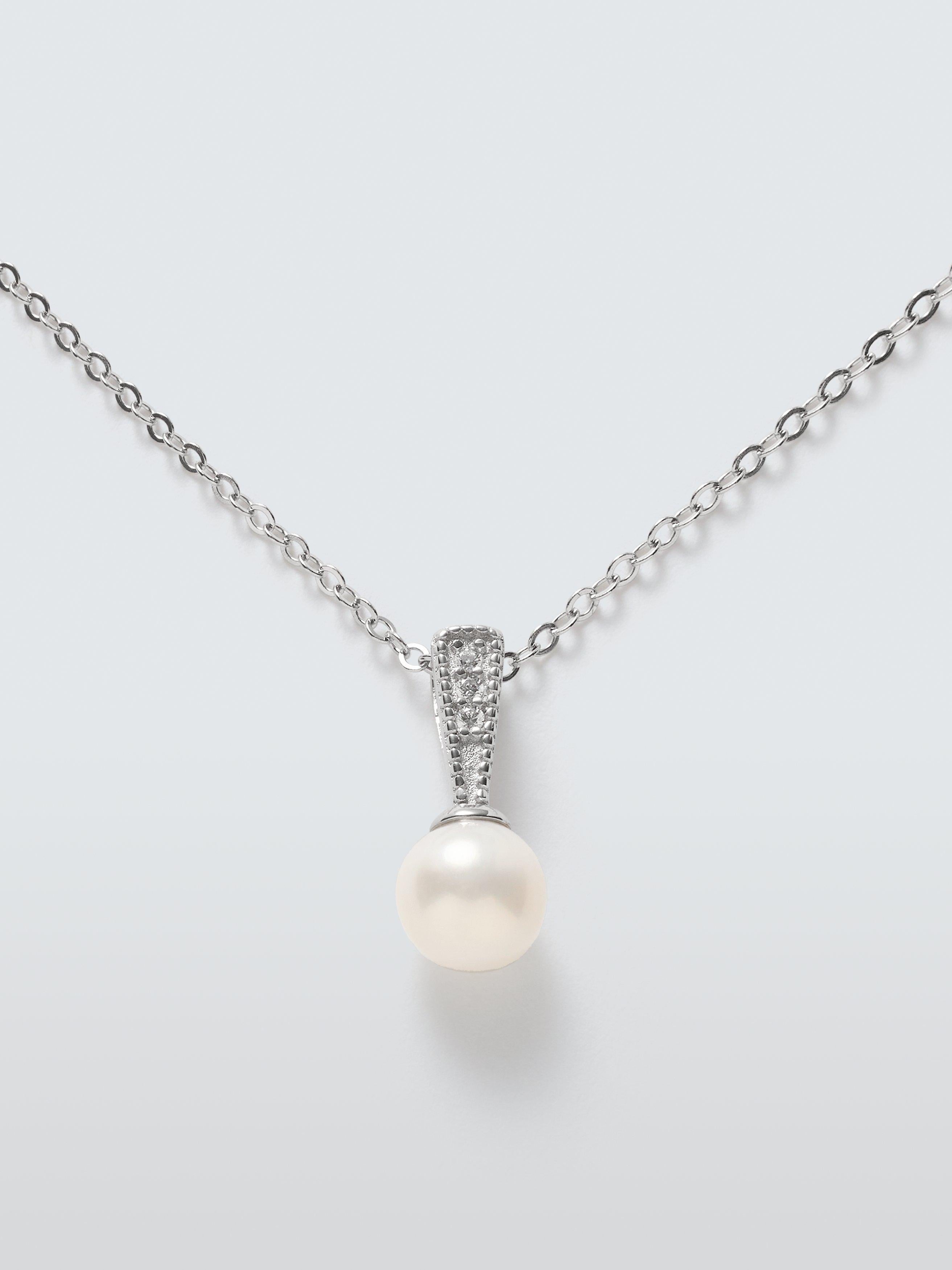 Lido sterling silver pearl pendant with cubic zirconia (British brand)