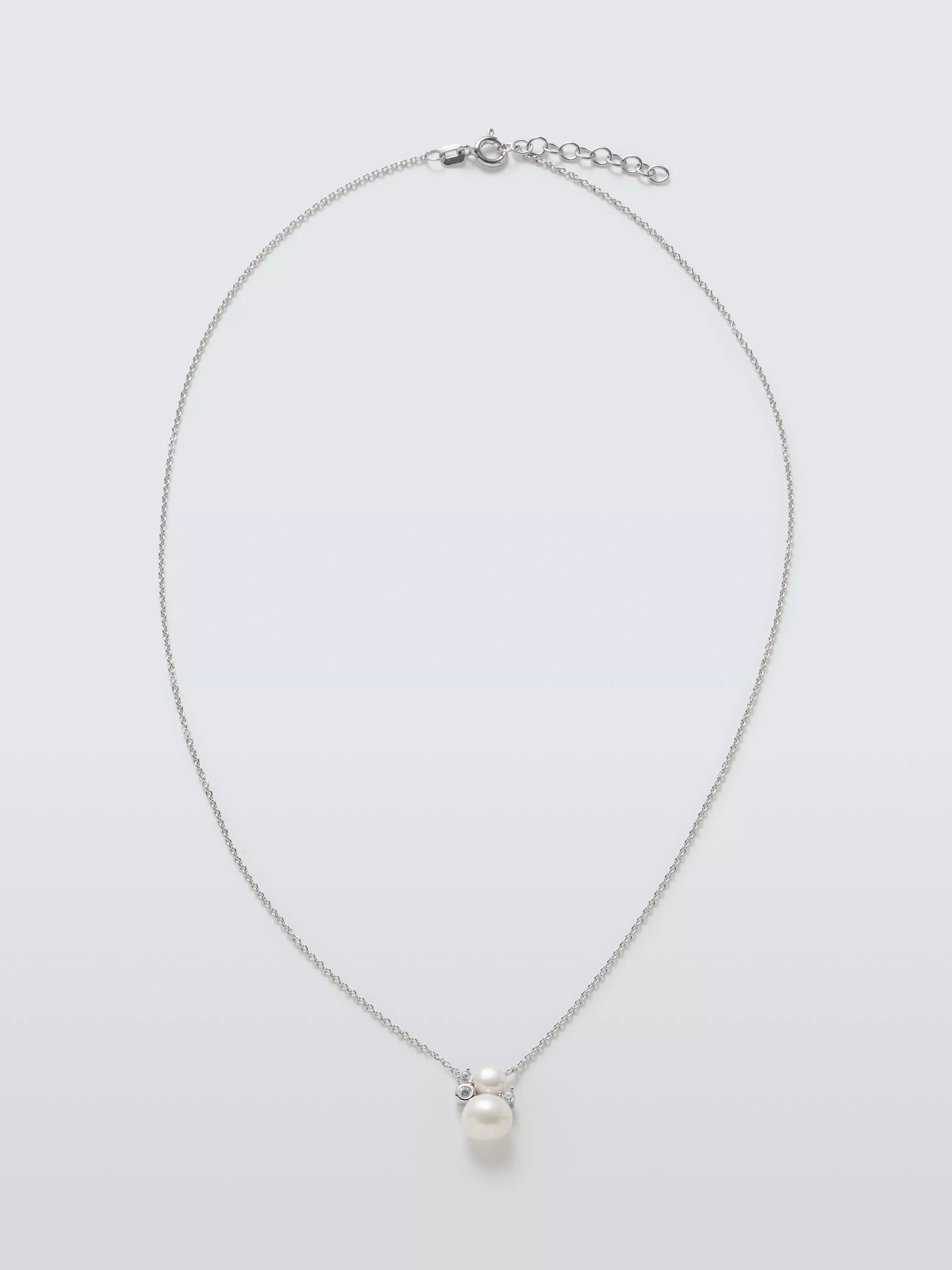 Lido cubic zirconia double pearl pendant 40cm chain, UK version