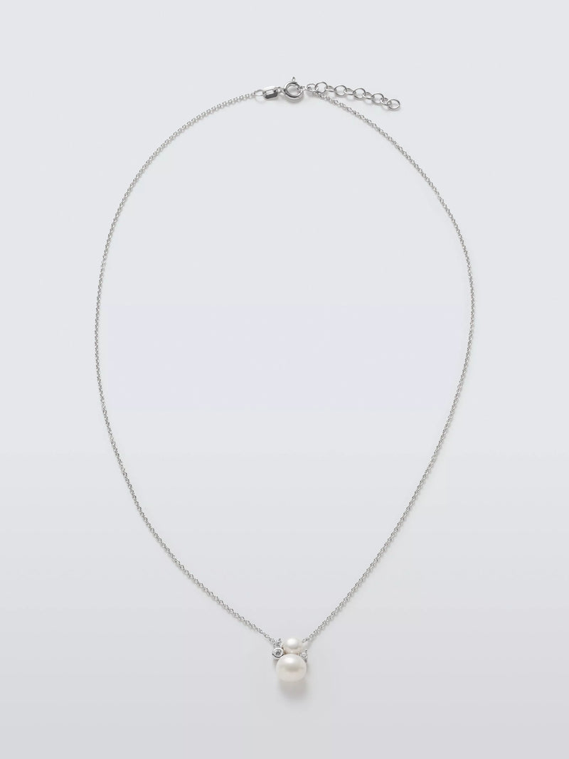 Lido cubic zirconia double pearl pendant 40cm chain, UK version