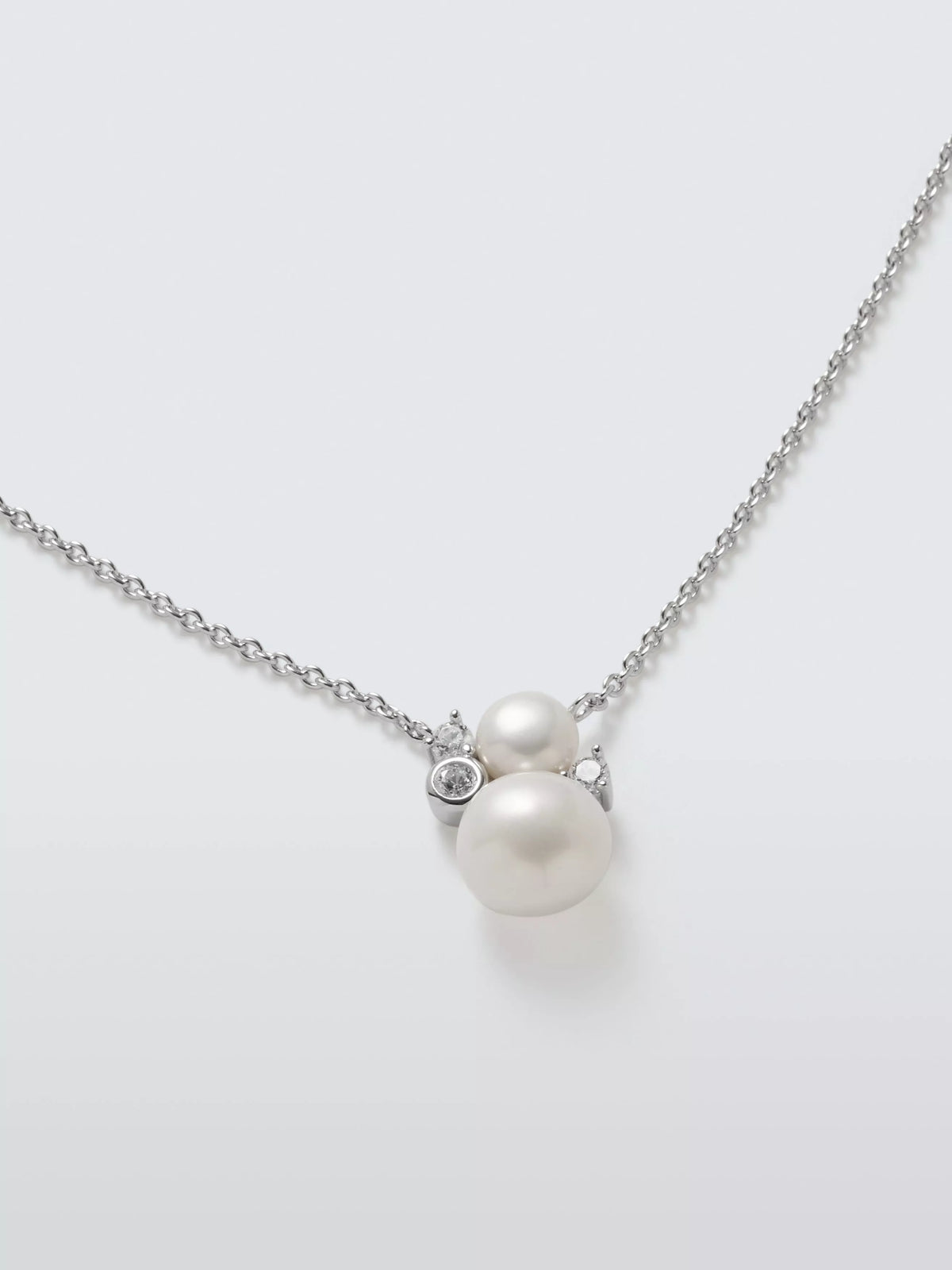 Lido cubic zirconia double pearl pendant 40cm chain, UK version