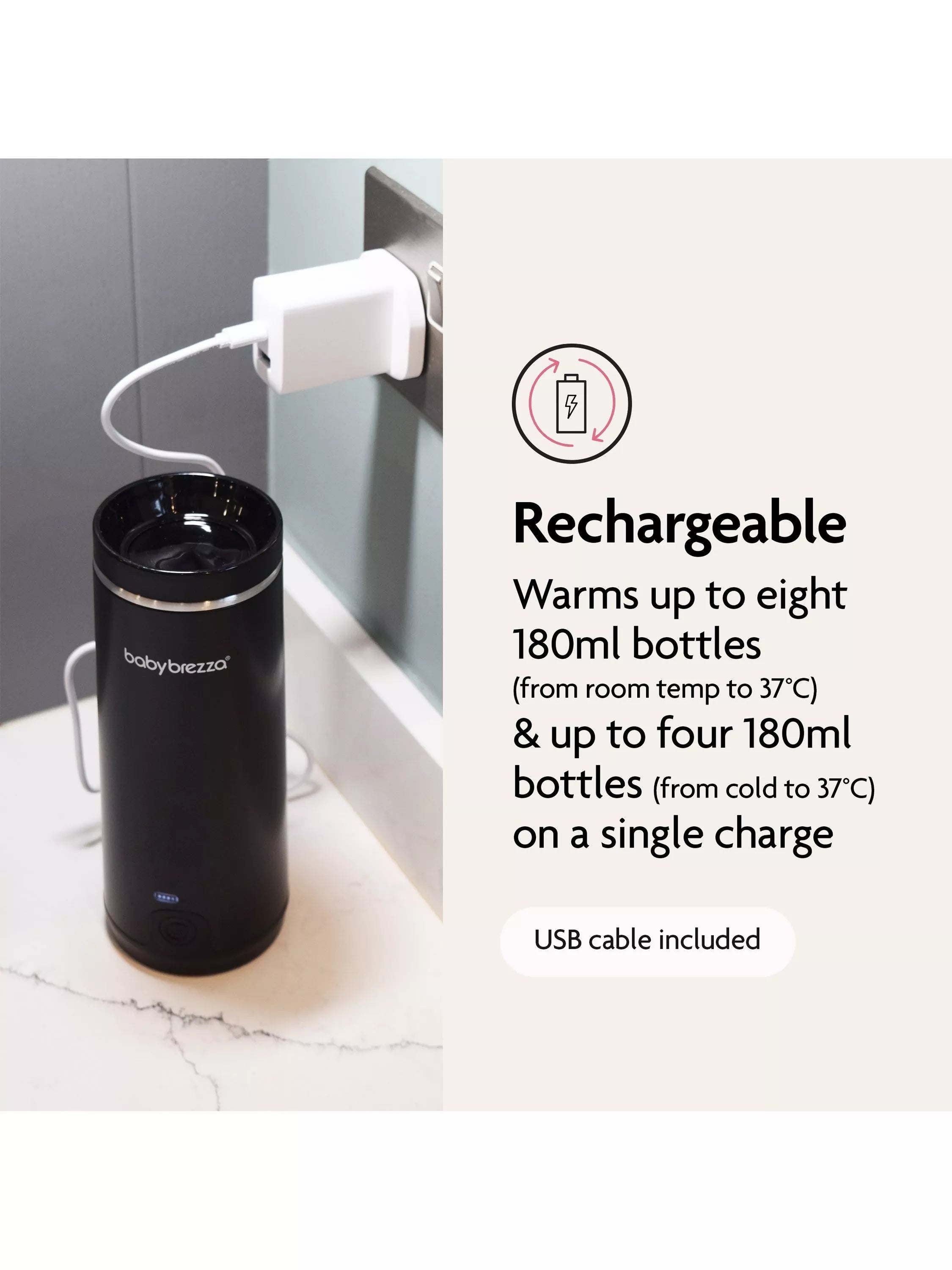 Baby Brezza portable bottle warmer black (British brand)
