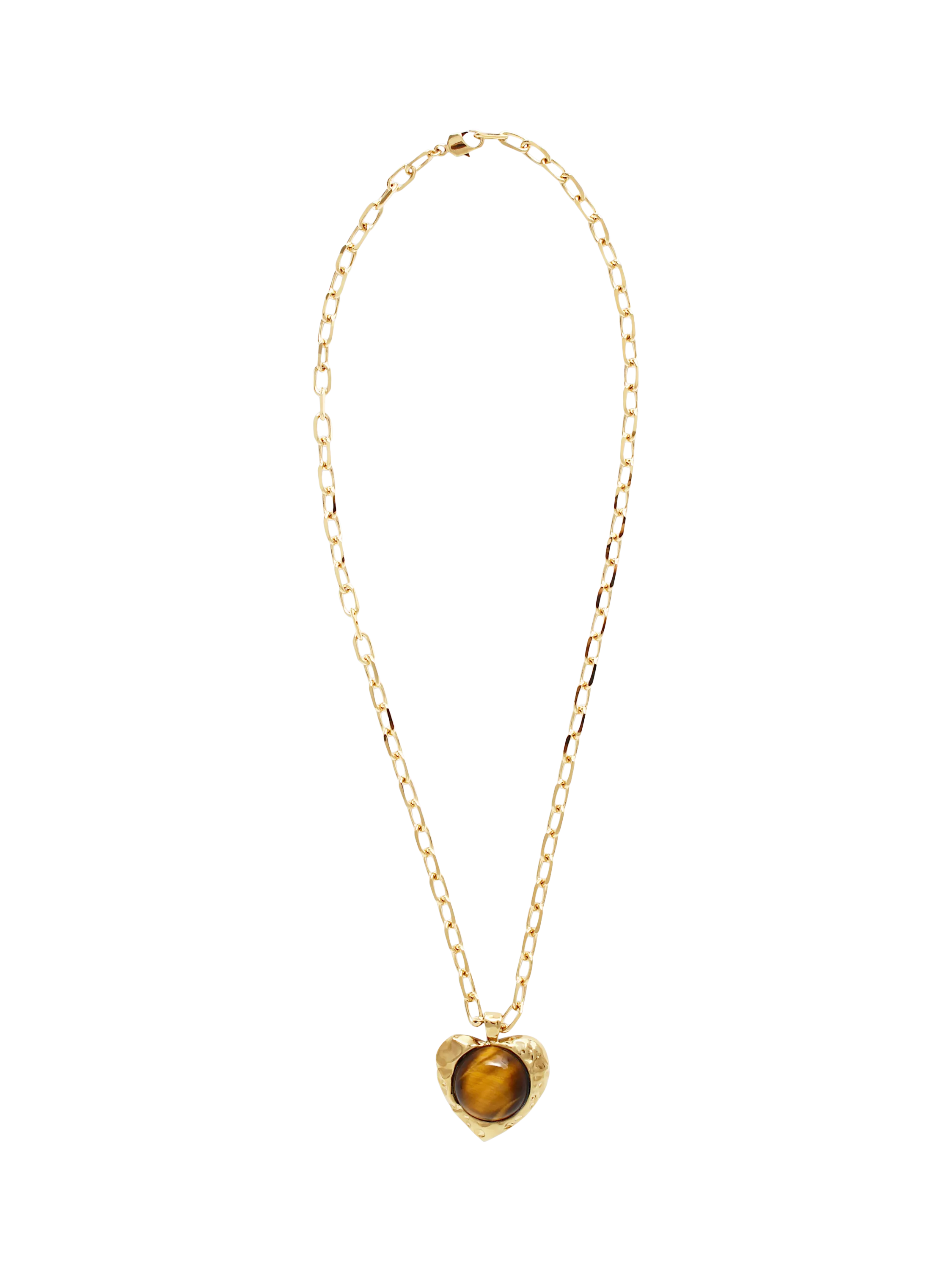 By Alona tiger's eye heart pendant necklace gold, imported from the UK