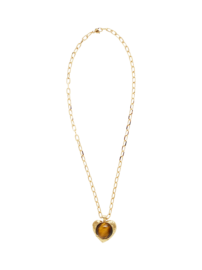 By Alona tiger's eye heart pendant necklace gold, imported from the UK