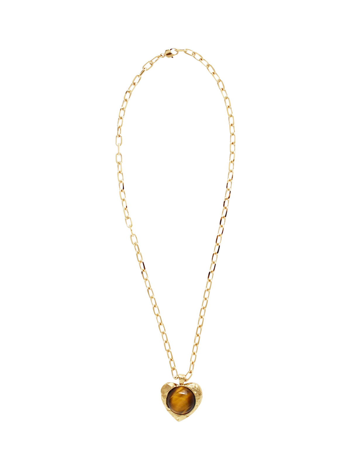 By Alona tiger's eye heart pendant necklace gold, imported from the UK