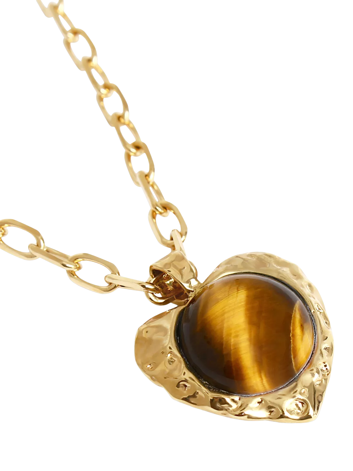 By Alona tiger's eye heart pendant necklace gold, imported from the UK