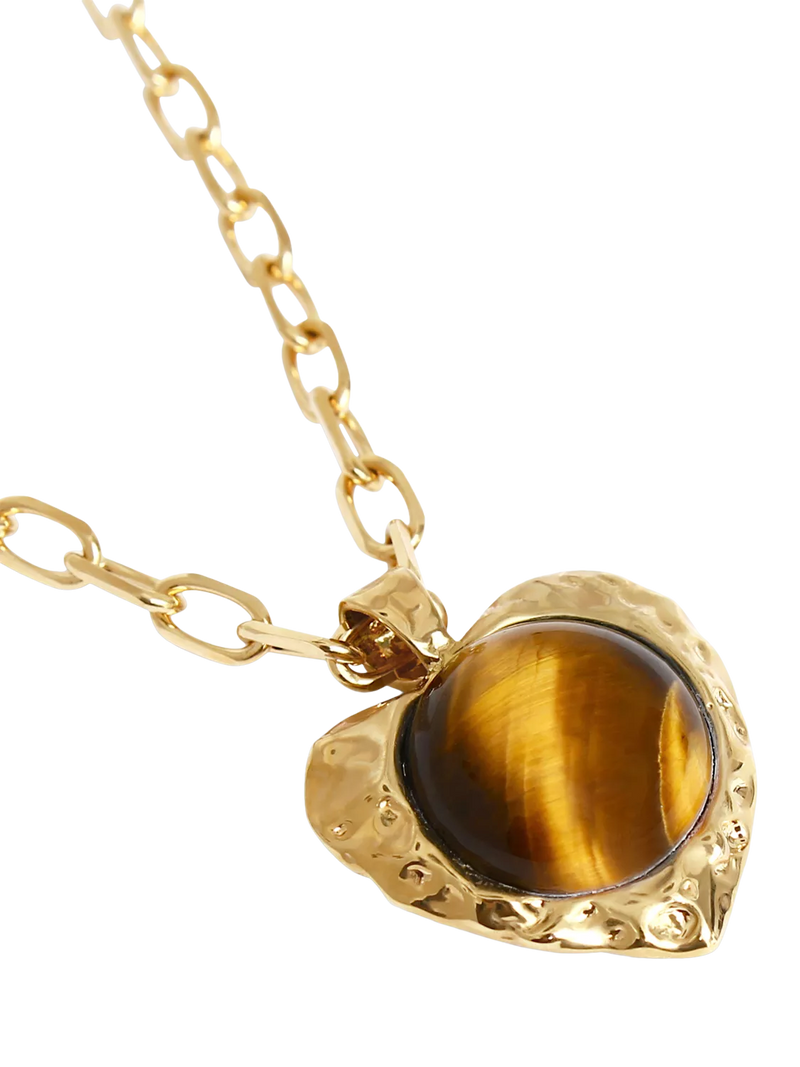 By Alona tiger's eye heart pendant necklace gold, imported from the UK