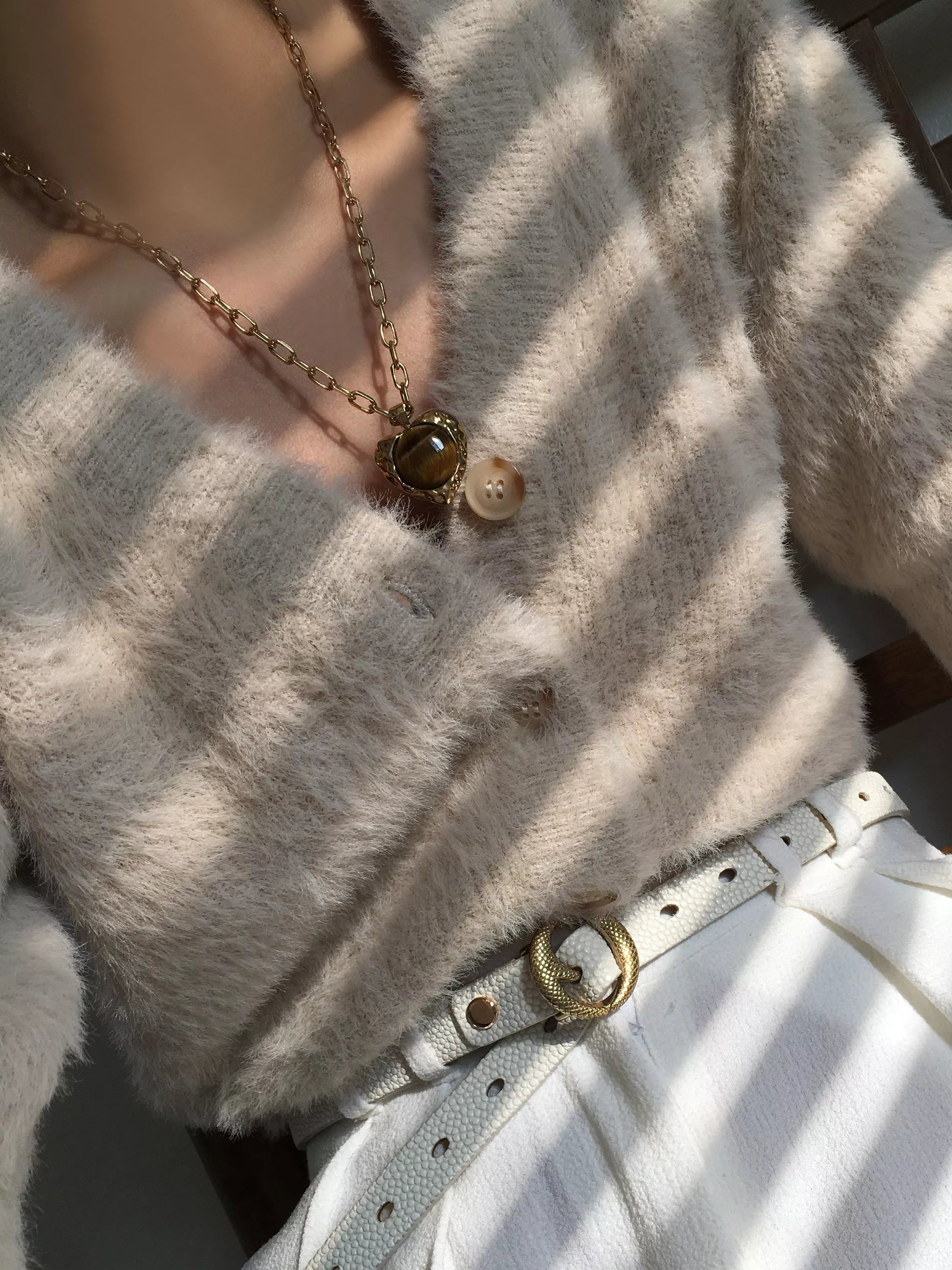 By Alona tiger's eye heart pendant necklace gold, imported from the UK
