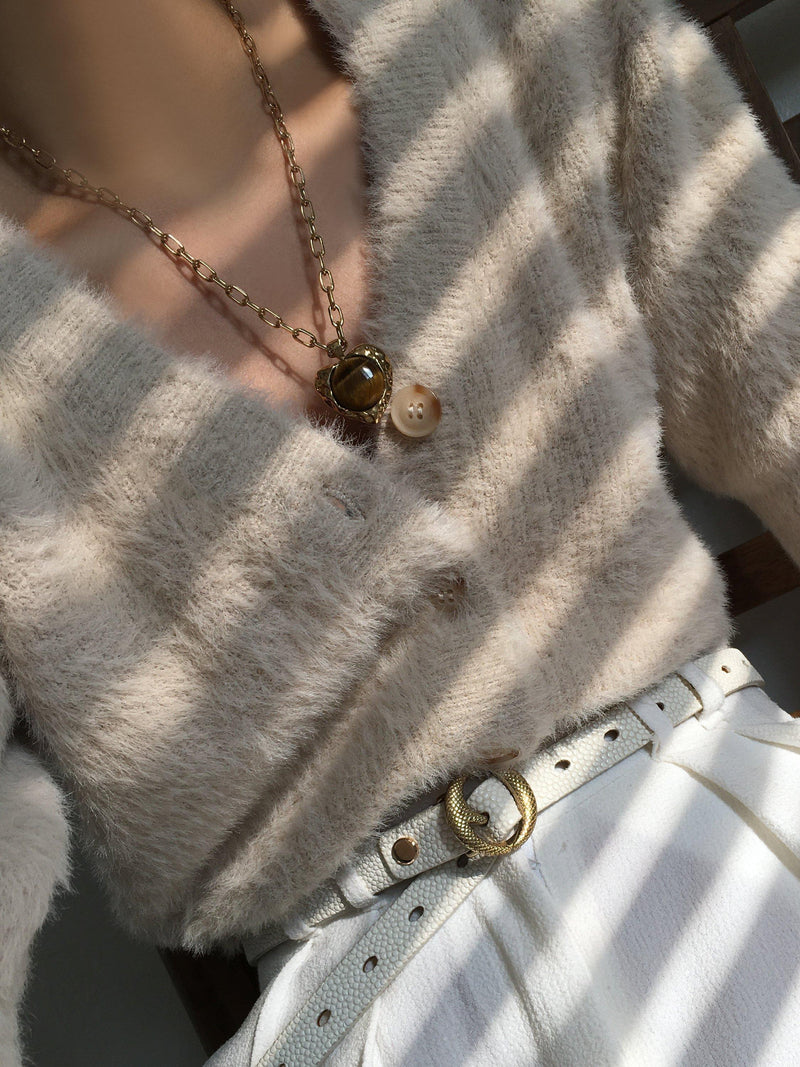 By Alona tiger's eye heart pendant necklace gold, imported from the UK