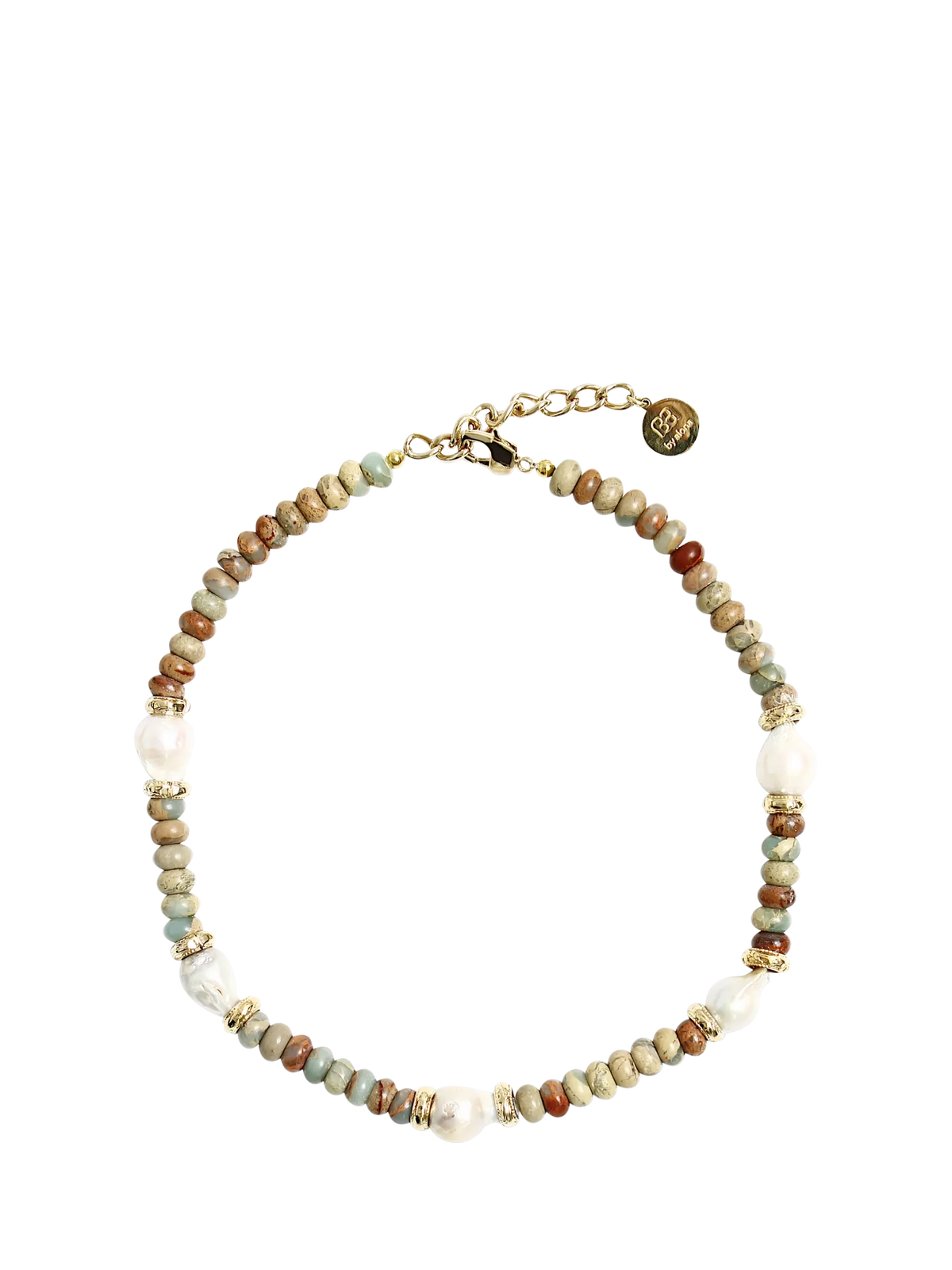 By Alona Lottie Jasper Necklace, Aqua Beads/Pearl