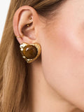 By Alona tiger's eye heart clip earrings gold plated - British product