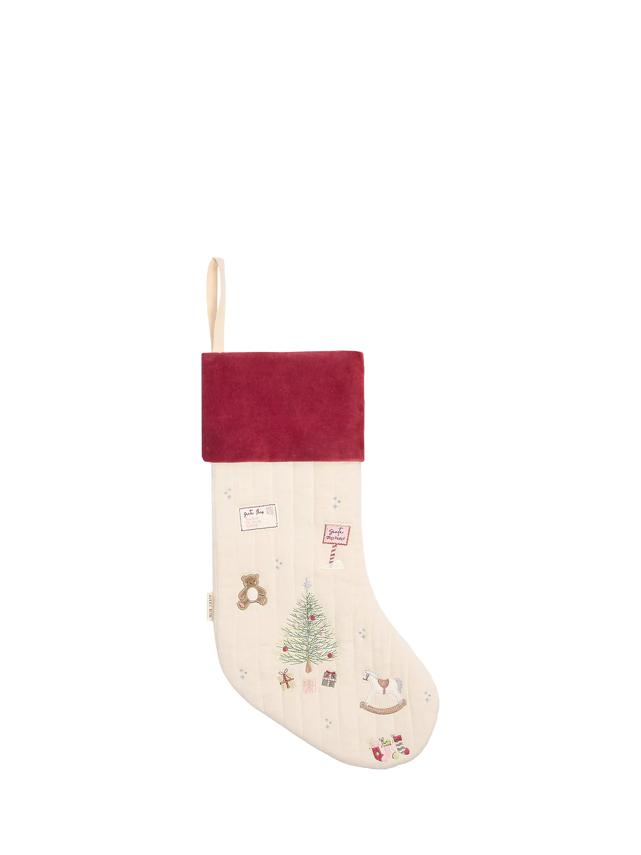 Avery Row embroidered Christmas stocking 29x54cm, UK version
