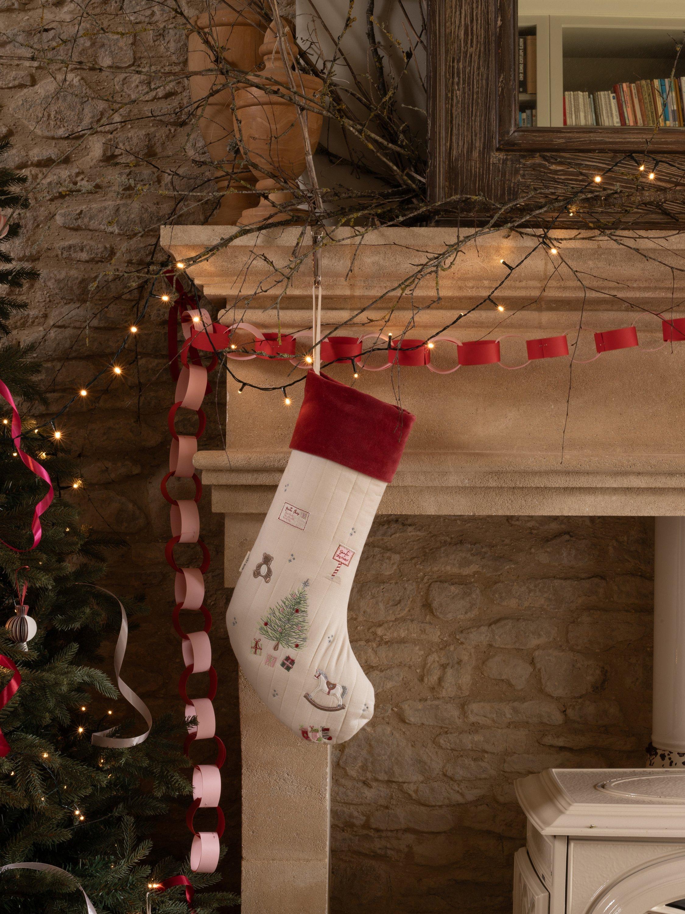 Avery Row embroidered Christmas stocking 29x54cm, UK version