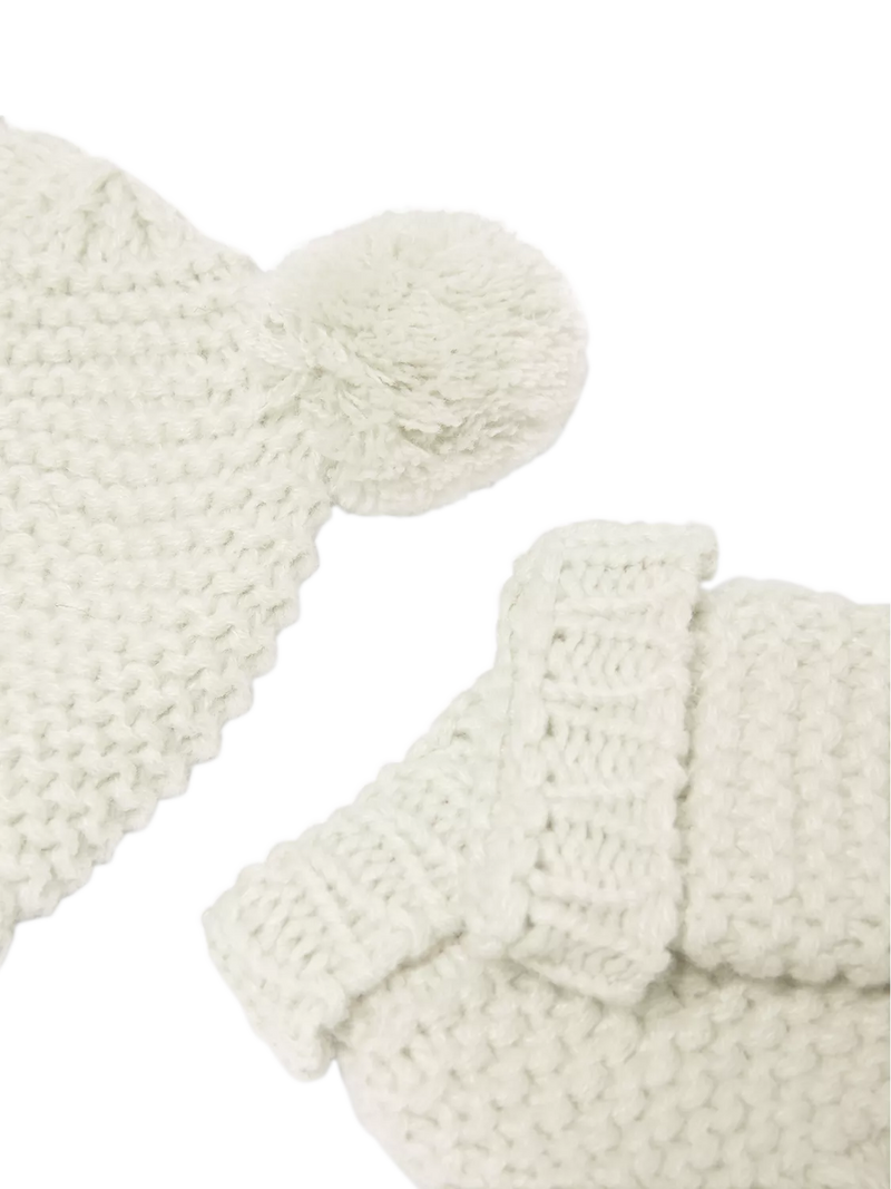 Katie Loxton baby hat and mittens set white, imported from the UK