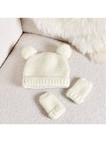 Katie Loxton baby hat and mittens set white, imported from the UK