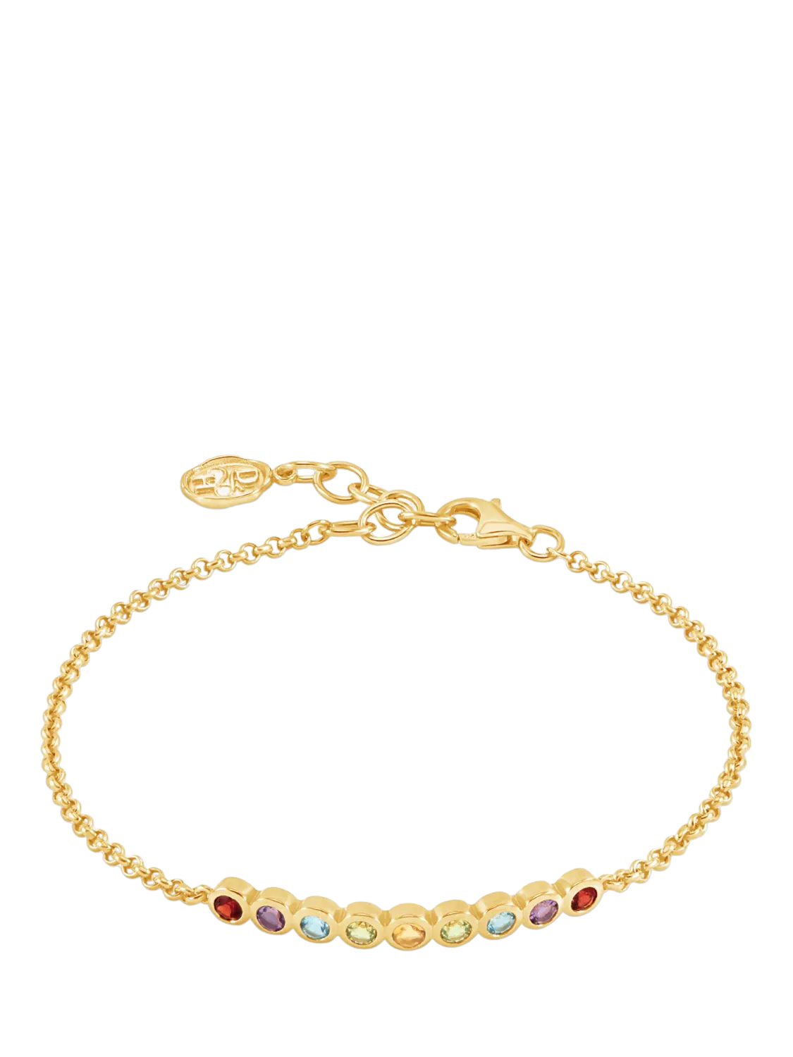 Dower & Hall multi stone gold vermeil chain bracelet (British brand)