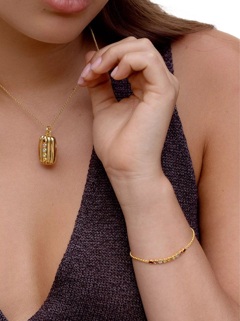 Dower & Hall multi stone gold vermeil chain bracelet (British brand)