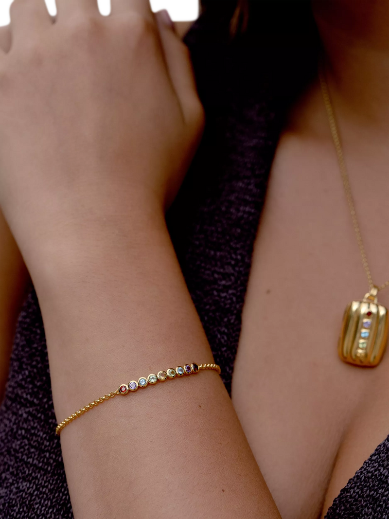Dower & Hall multi stone gold vermeil chain bracelet (British brand)