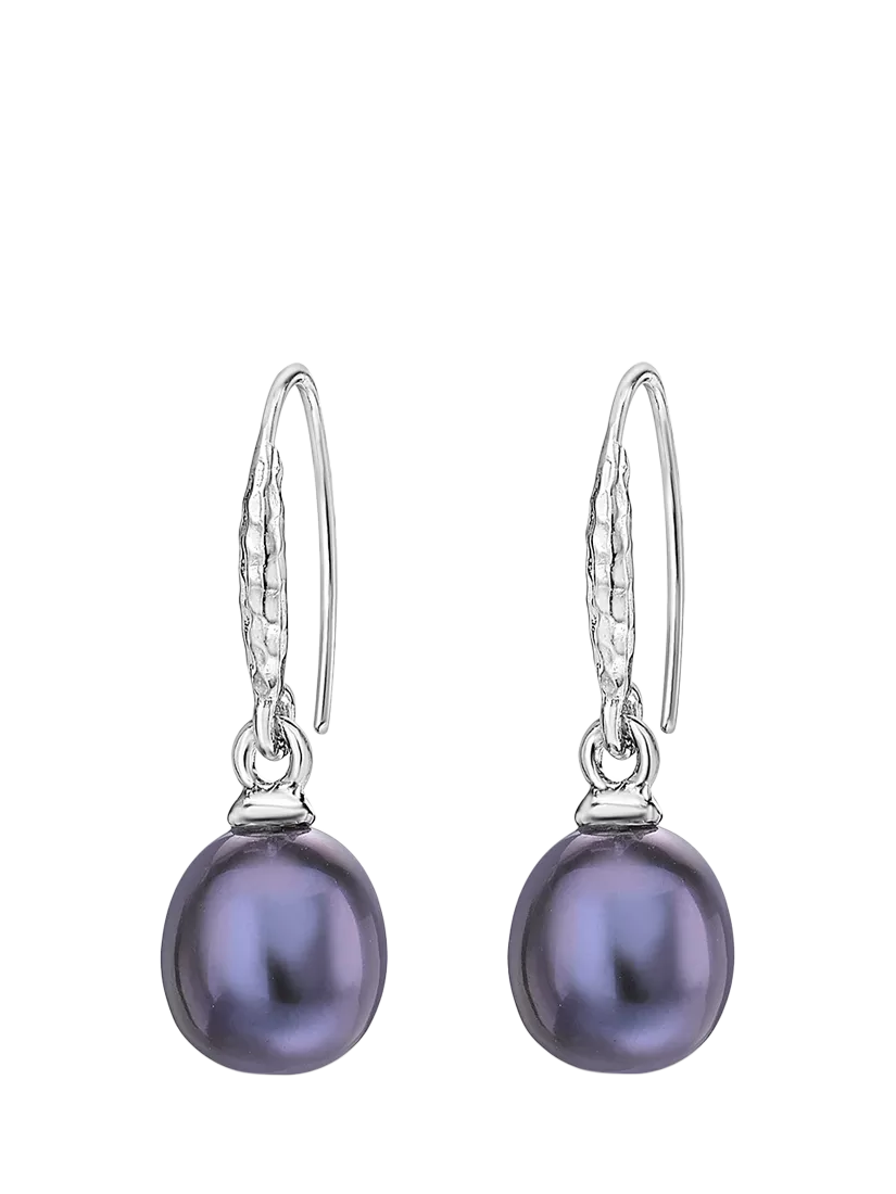 Dower & Hall oval peacock pearl drop earrings 8mm (British brand)