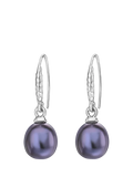 Dower & Hall oval peacock pearl drop earrings 8mm (British brand)