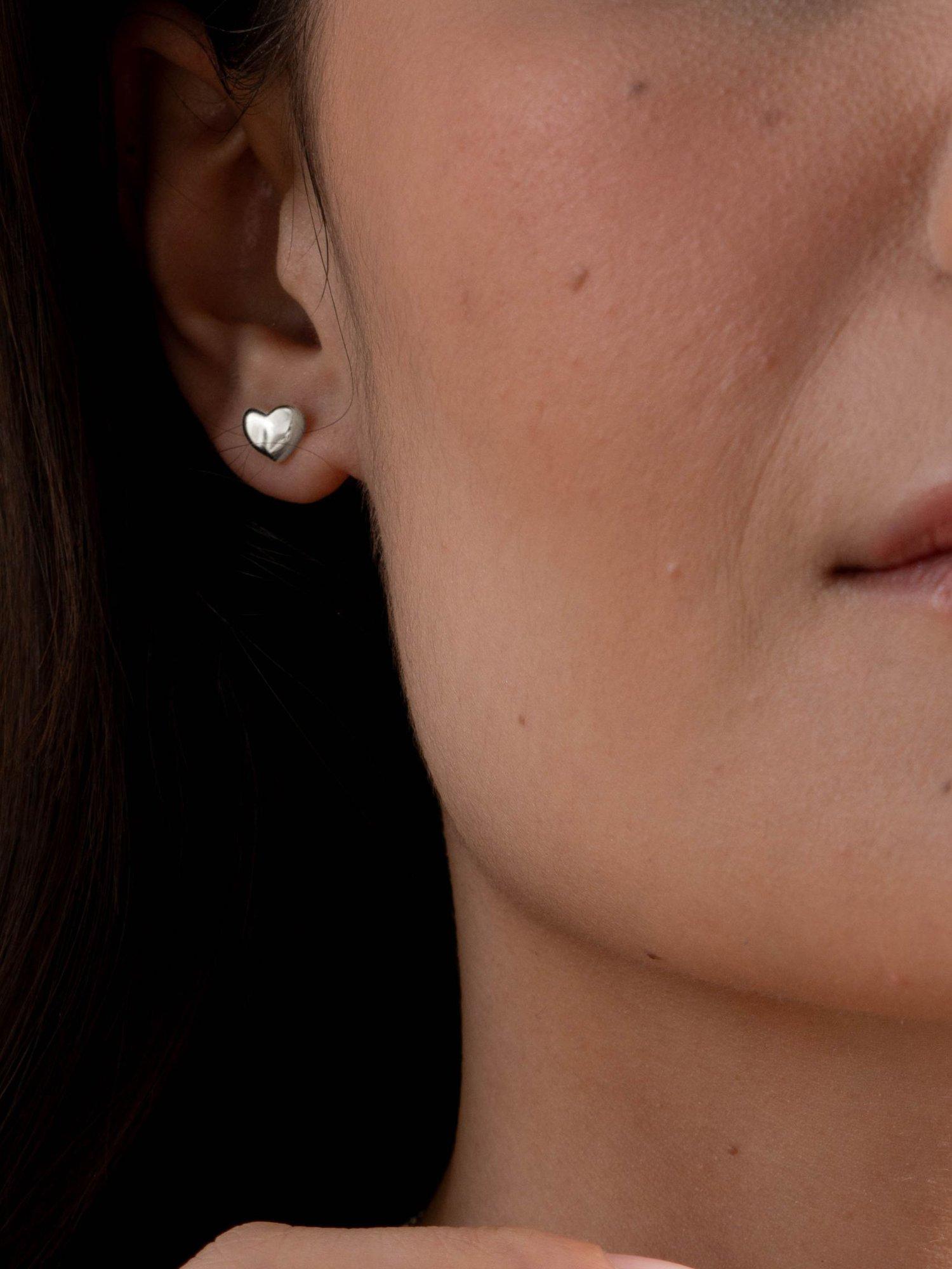 Dower & Hall mini puff heart stud earrings 0.8cm, imported from the UK